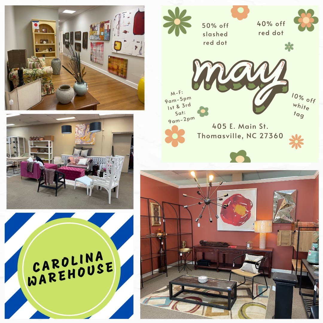 Check out May&rsquo;s Hometown Highlight featuring Carolina Warehouse!

~ About Carolina Warehouse ~
Step into Carolina Warehouse, your premier destination for the latest furniture market samples sourced from over 90 diverse showrooms, ranging from f