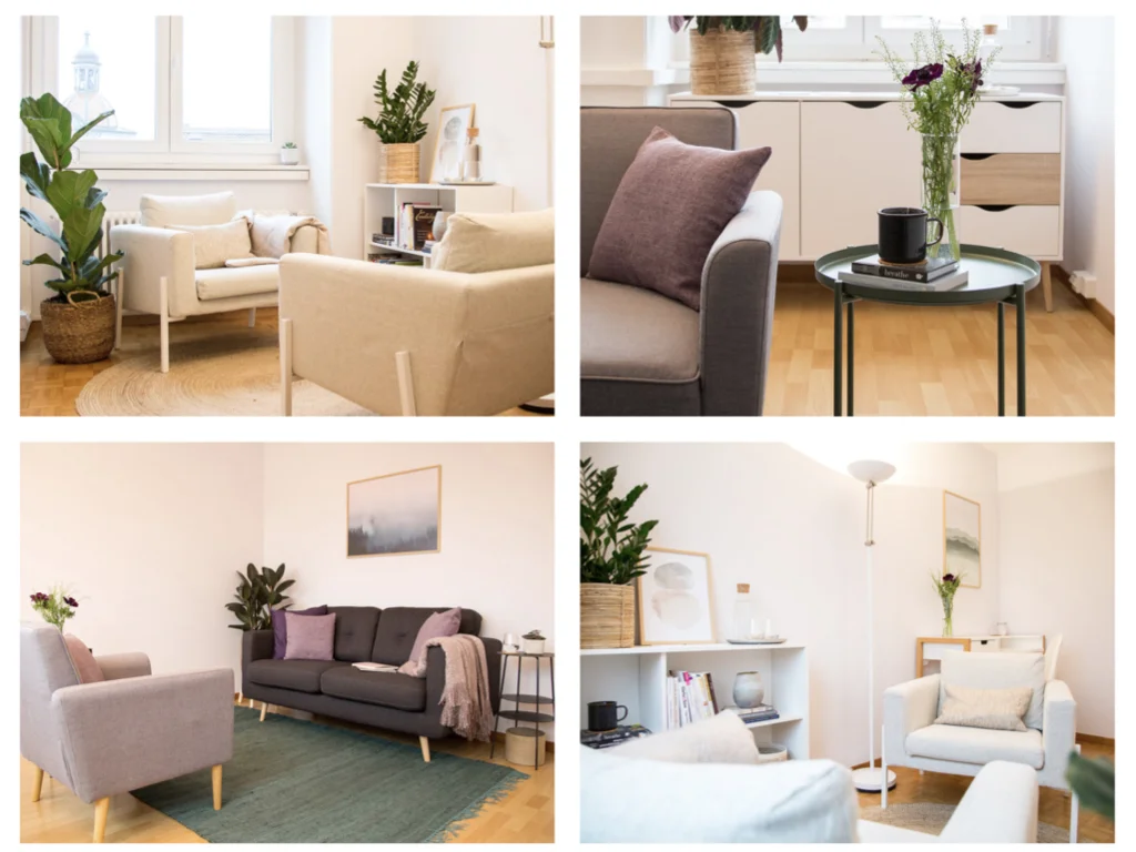 Two of the rooms at Lausanne Therapy Space (photo creds: Hannah Shan Photography )