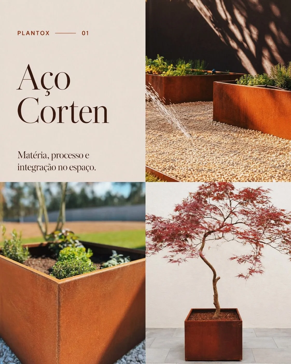 O nosso diferencial come&ccedil;a na mat&eacute;ria. O A&ccedil;o Corten n&atilde;o &eacute; apenas uma escolha de material, &eacute; uma das assinaturas da Plantox.

Para saber mais sobre os nossos projetos e produtos em Corten, fale connosco atrav&