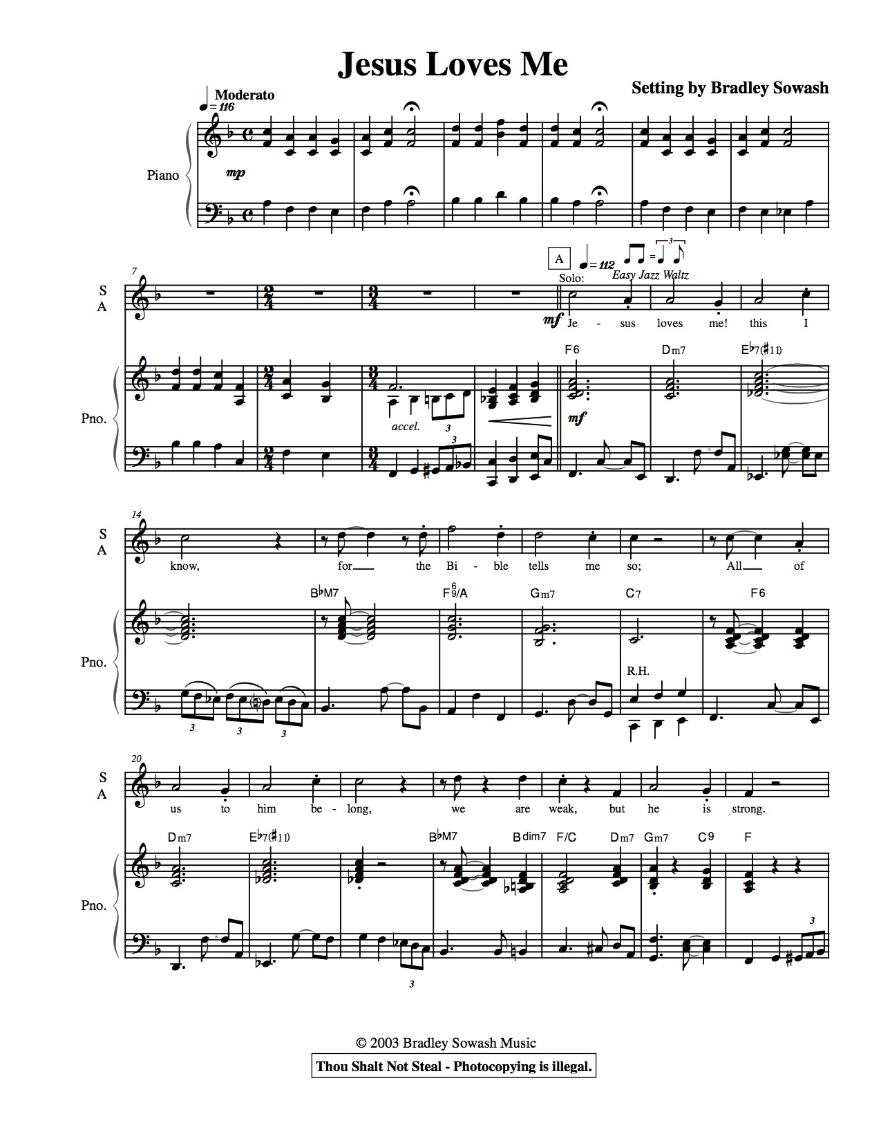robo cascada harto Jesus Loves Me (SATB, piano) - PDF — Bradley Sowash Music