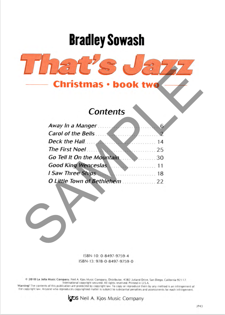 That's Jazz Christmas 2 piano sheet music contents