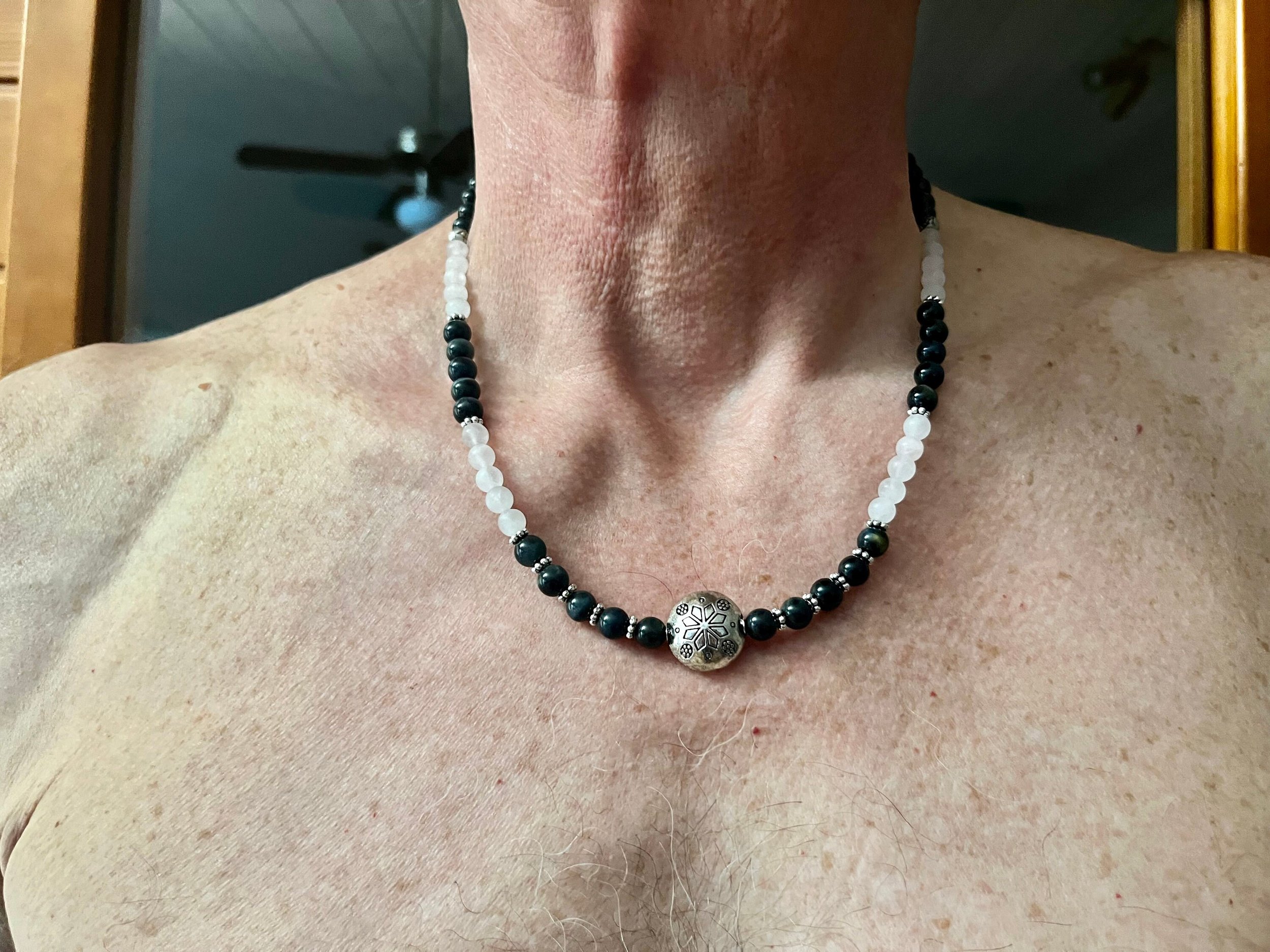 Rose quartz and blue tiger eye necklace