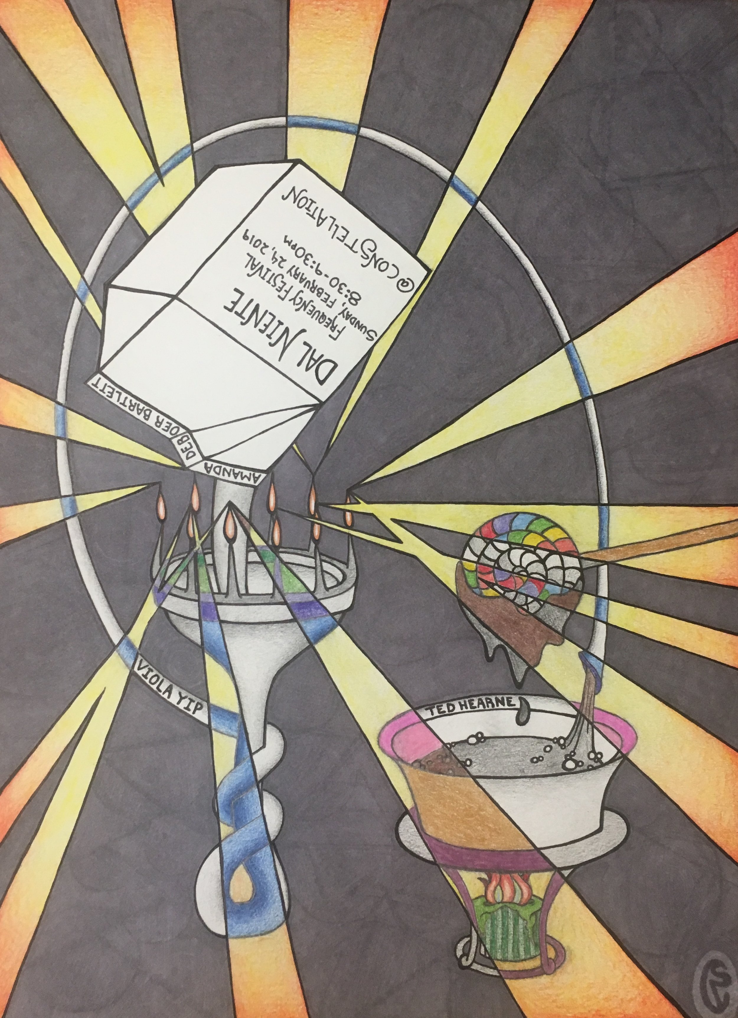 amanda's milk carton sates viola's light contraption, morphing a natural liquid into a manmade debauch, forced by ted to collide with a simpler artifice...