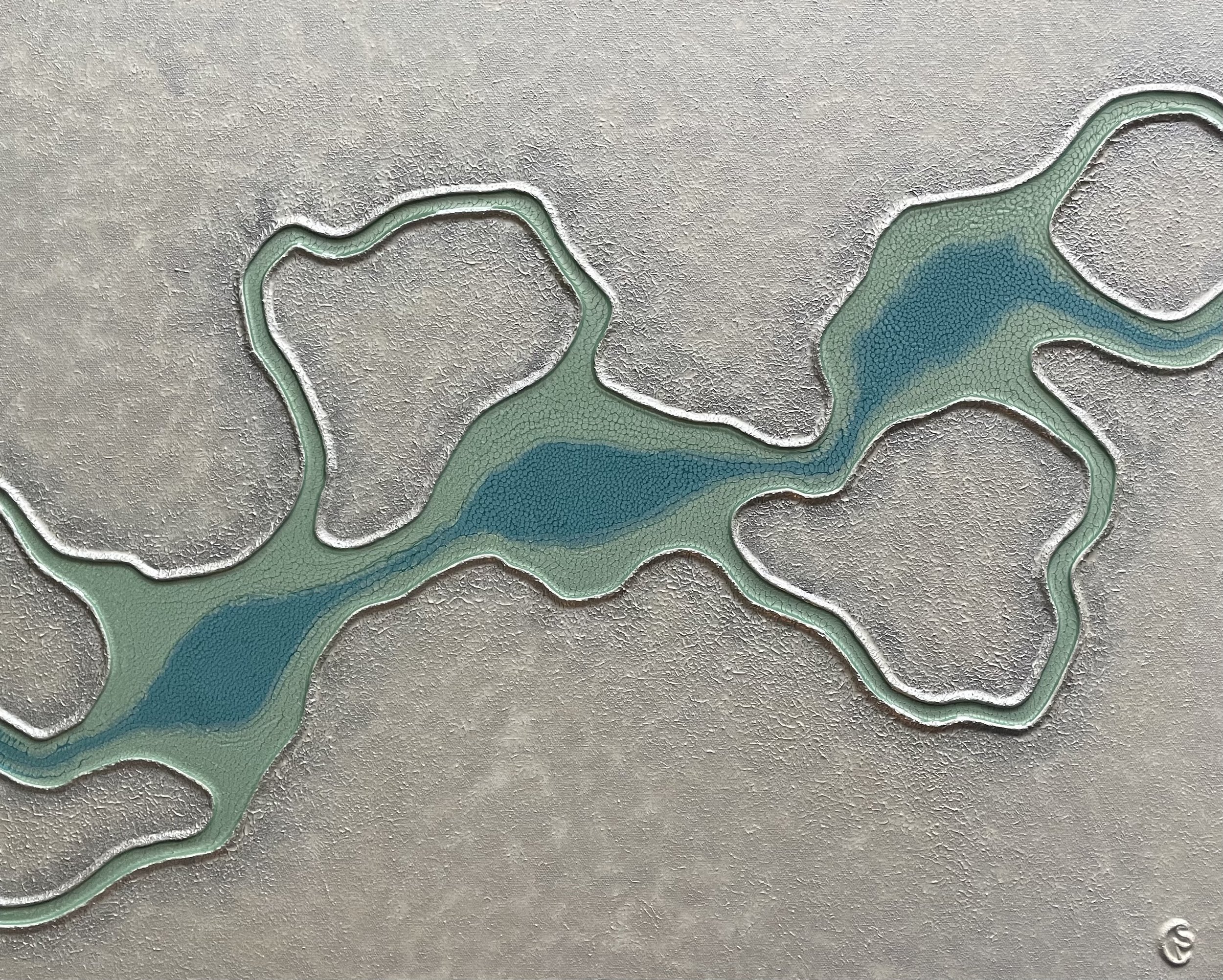 infused turquoise, 30”x24”, $1,800