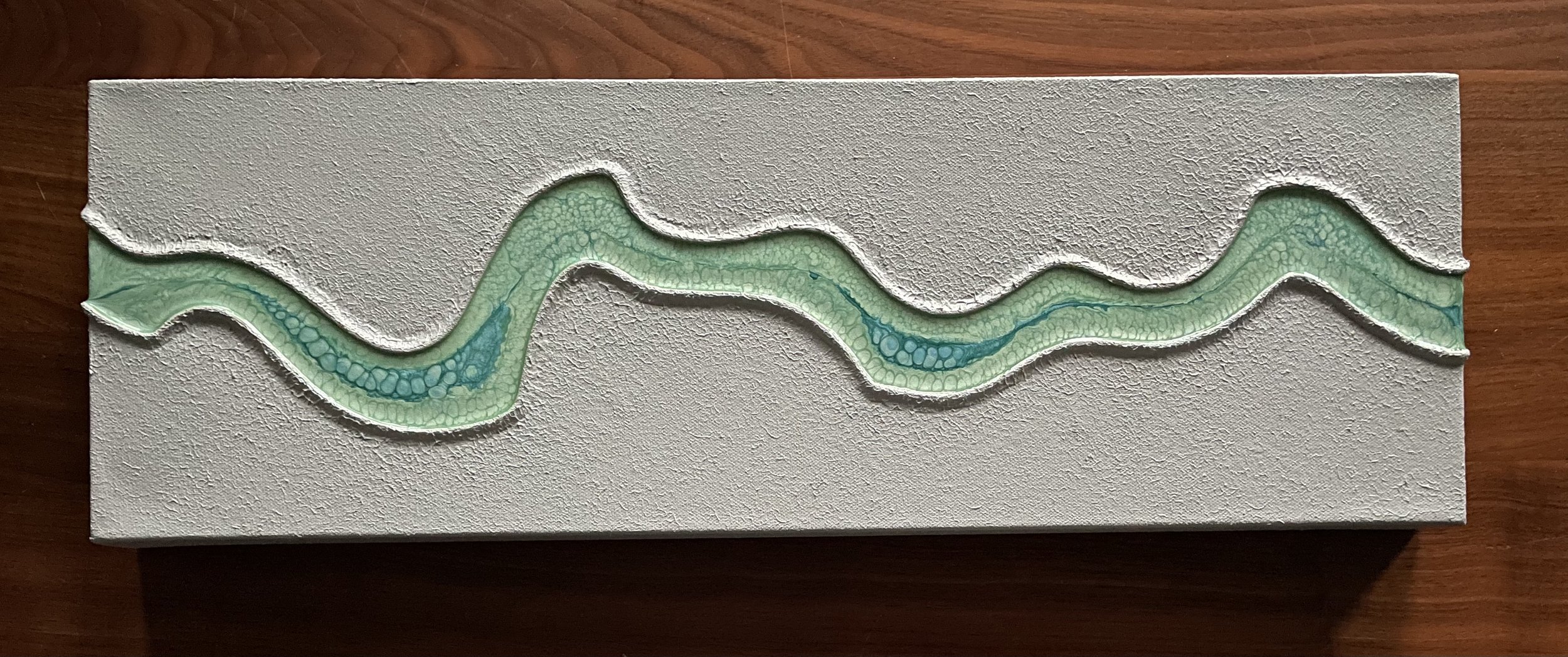 infused turquoise stream, 24”x8”, $600