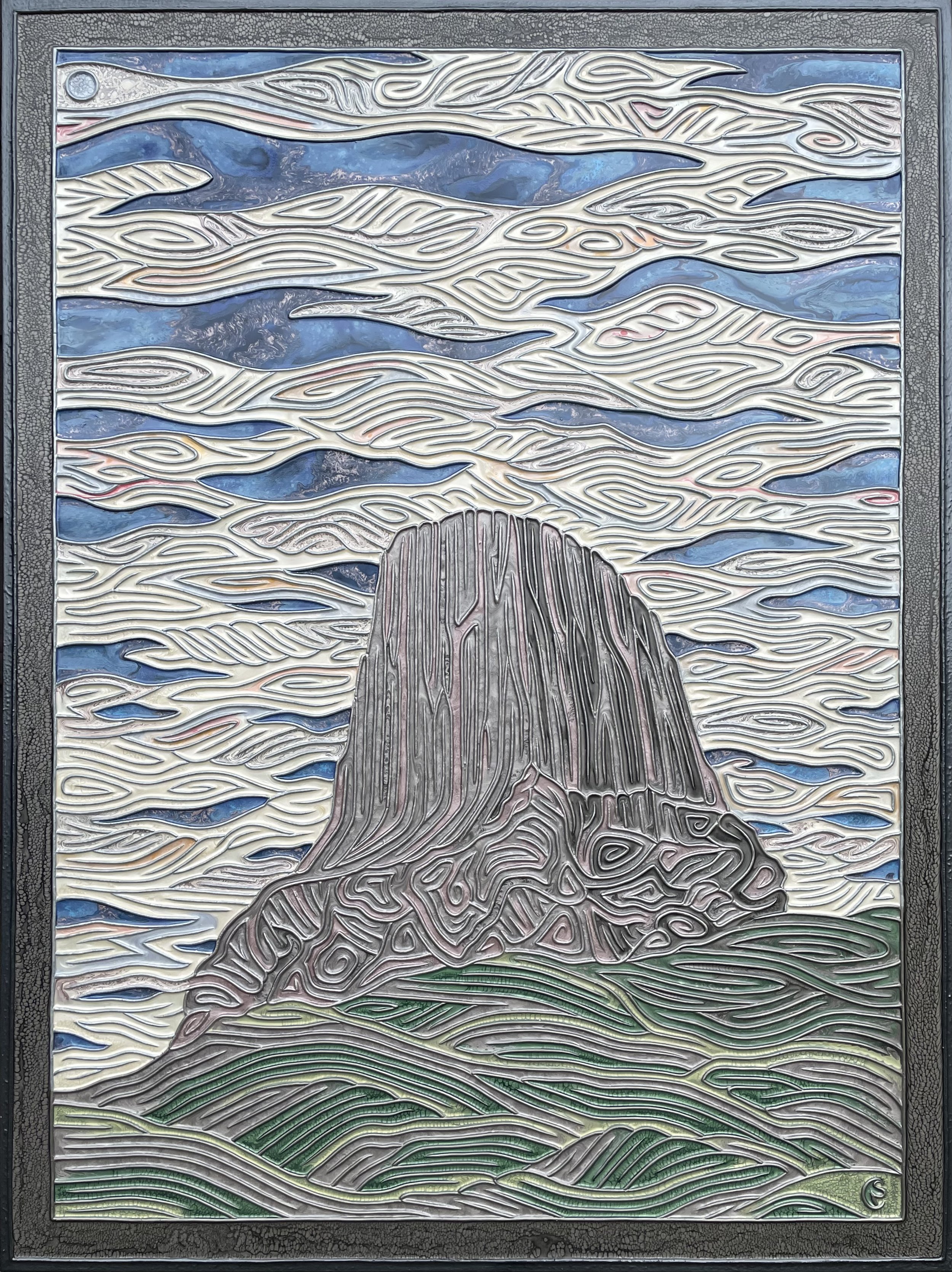 labyrinth of mato tipila 36”x48”, a solvable maze from moon to signature, $12,500