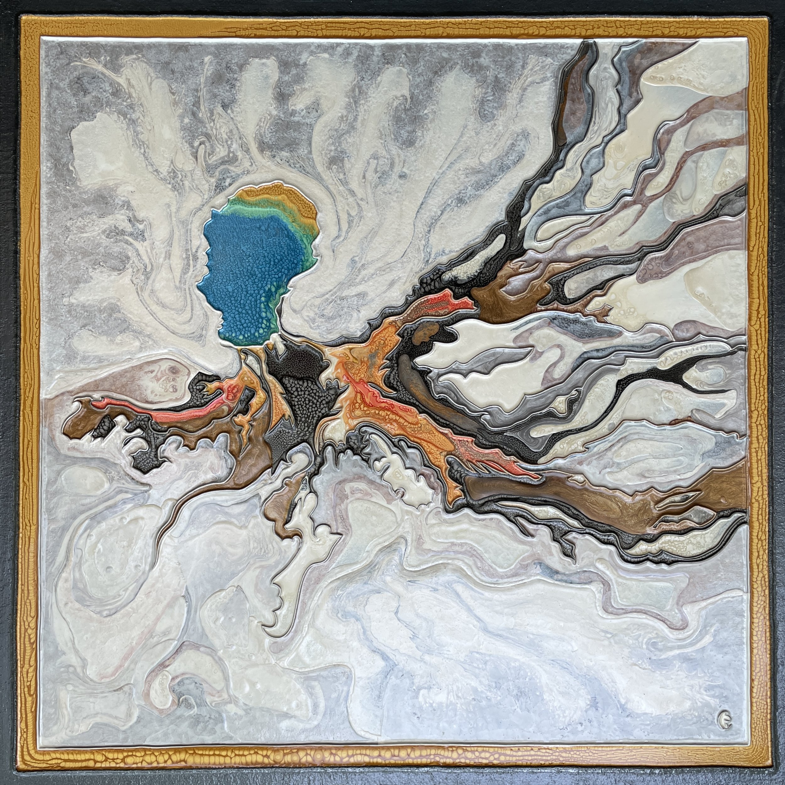 the gentian pool of the lower geyser basin of yellowstone, 36x36, $2,800