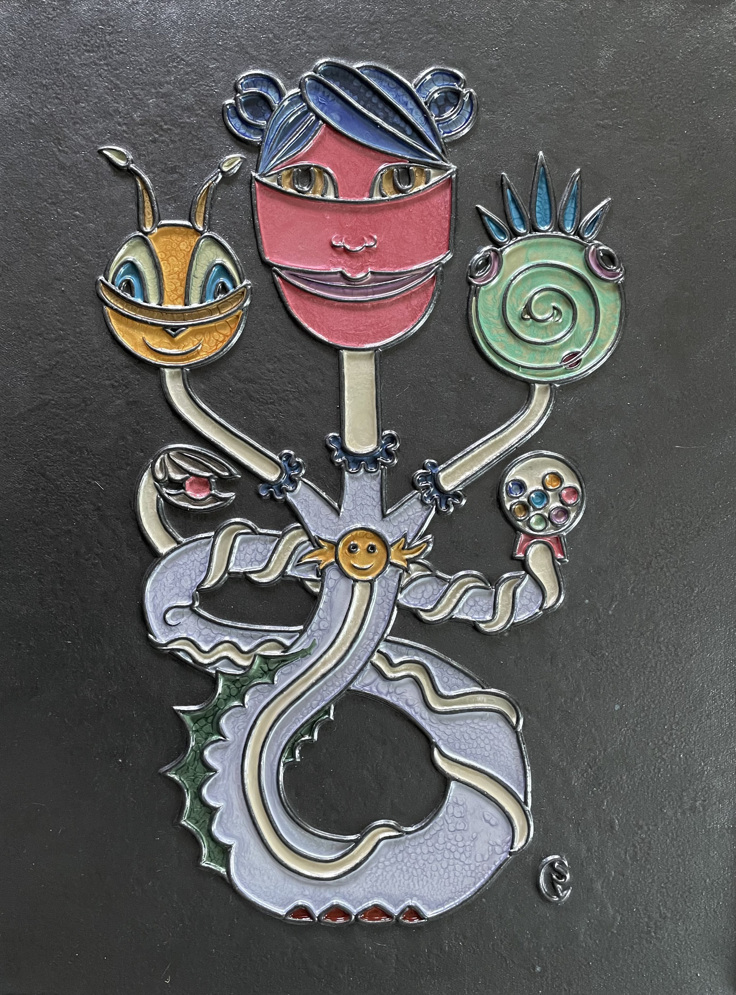 ‘candy-rattler’, based from one of my ‘connie’s characters’ combinations, 24”x20”, $1,500