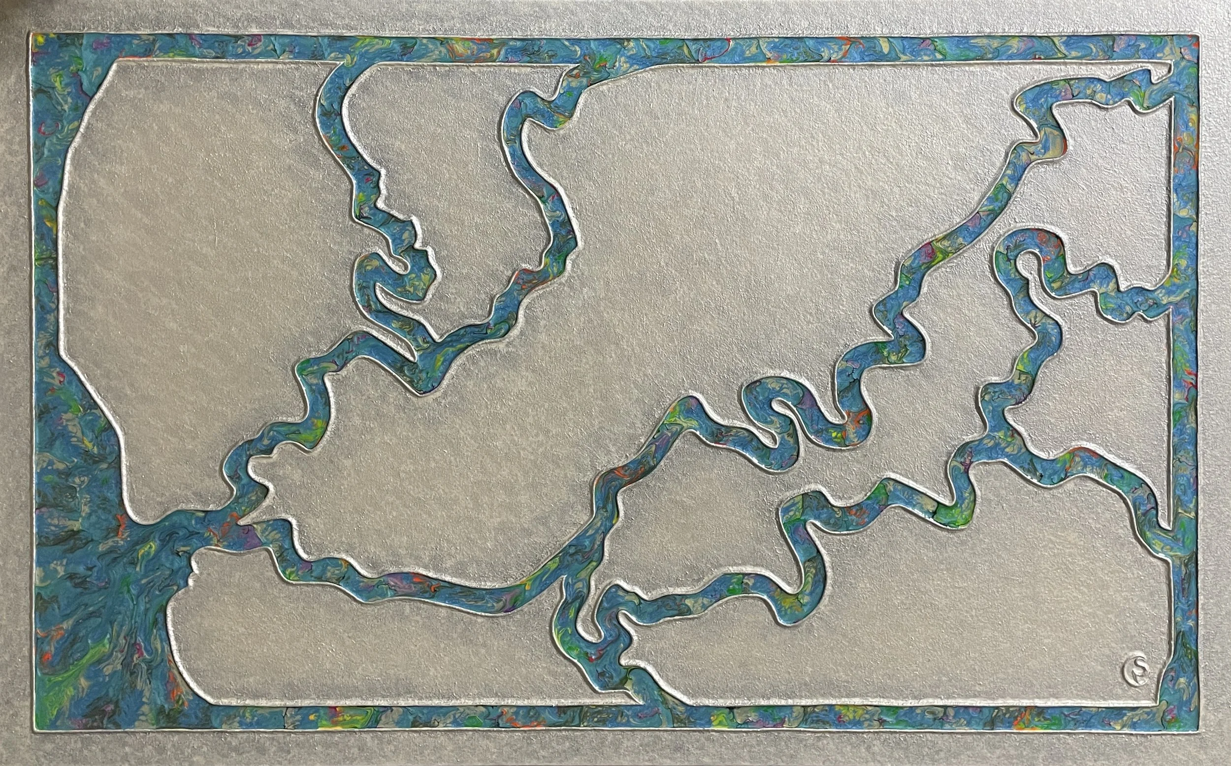 bogachiel river system, 30x48, 2023, $3,200