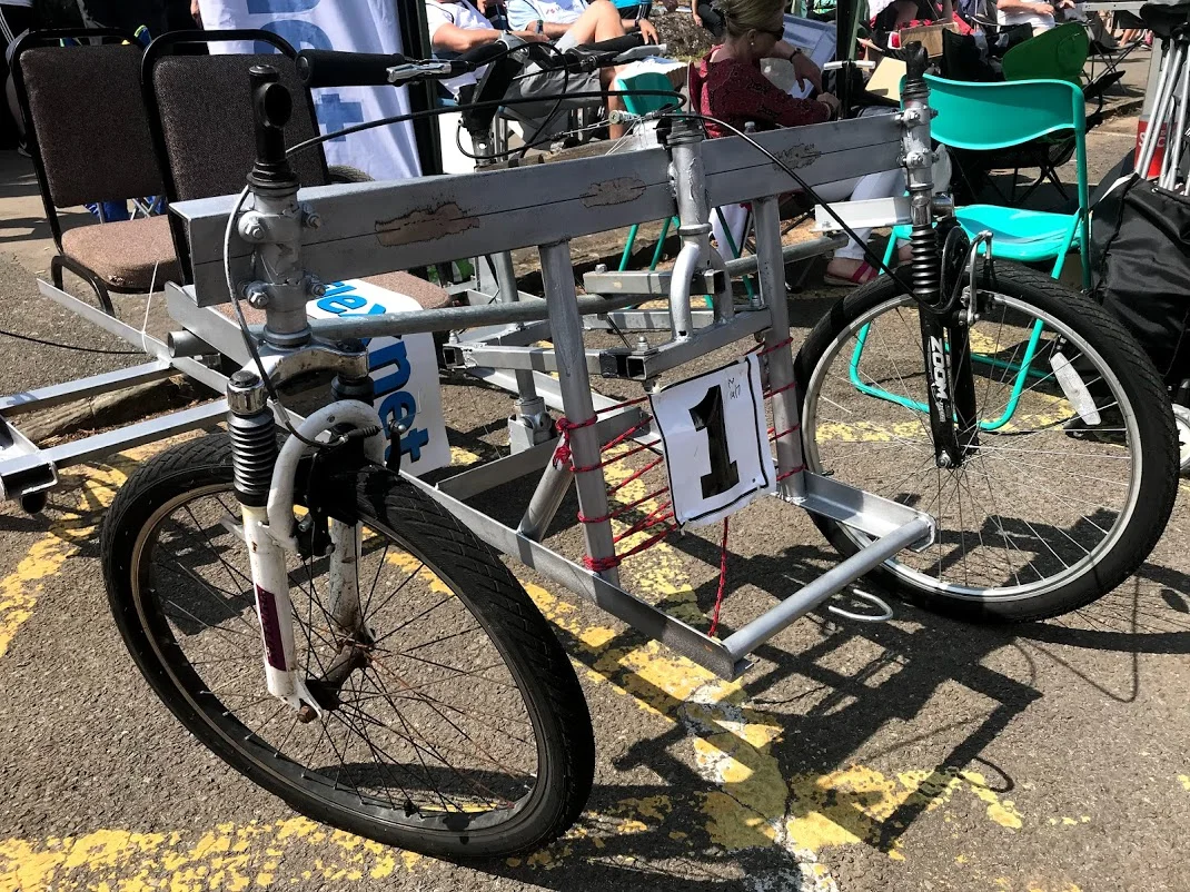 Steel crossbar twisted beyond repair