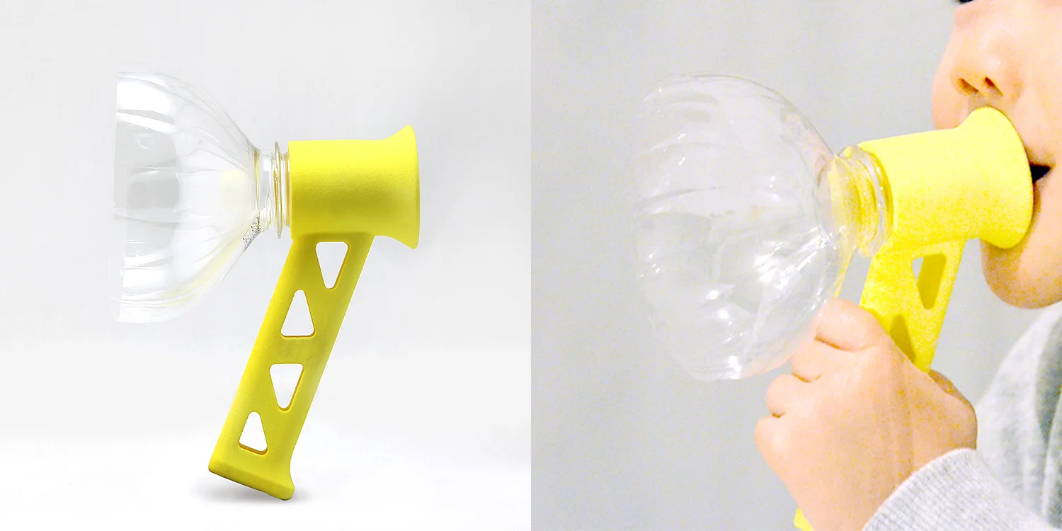 Turning PET bottles into megaphone.