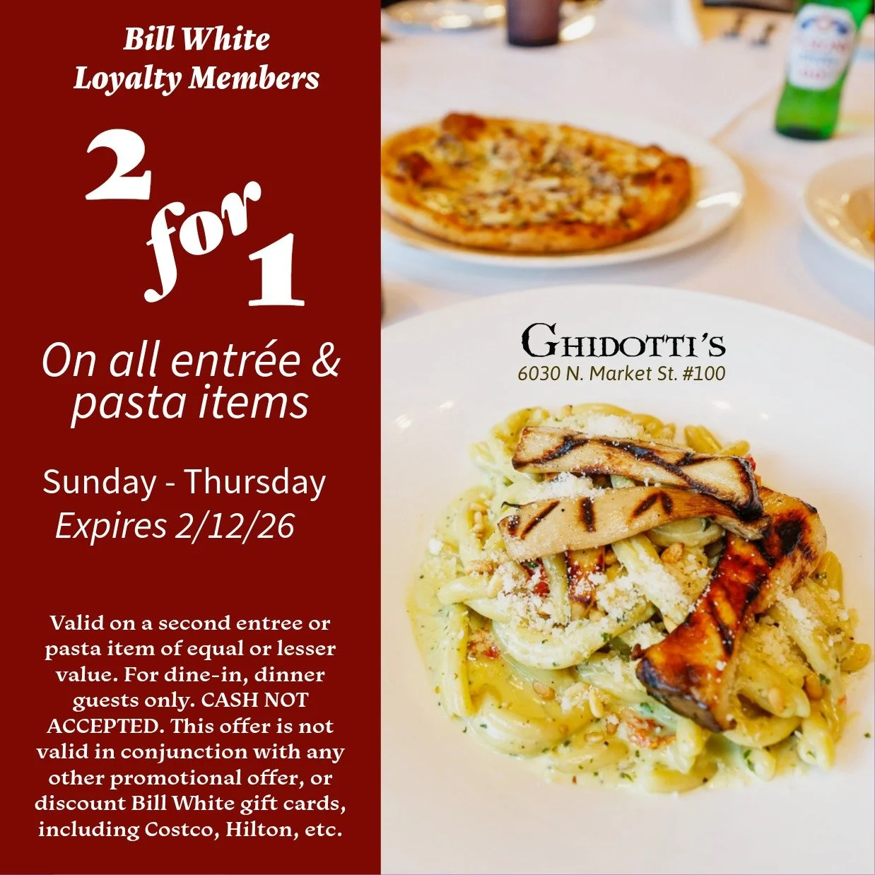@billwhiterestaurants Loyalty Members have been enjoying our 2-for-1 special. Are you a member? #parkcityrestaurants #parkcityfood