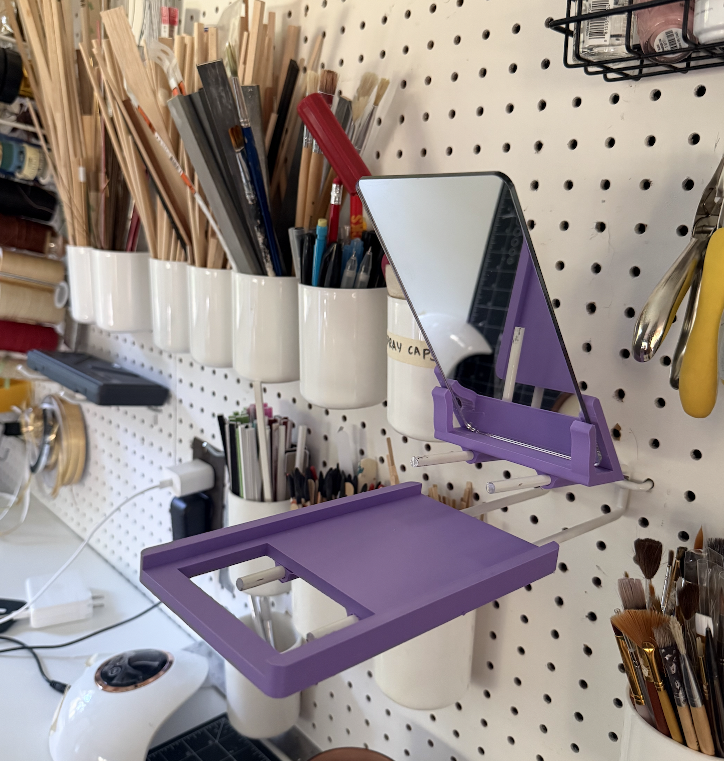 DIY Pegboard Phone Holder