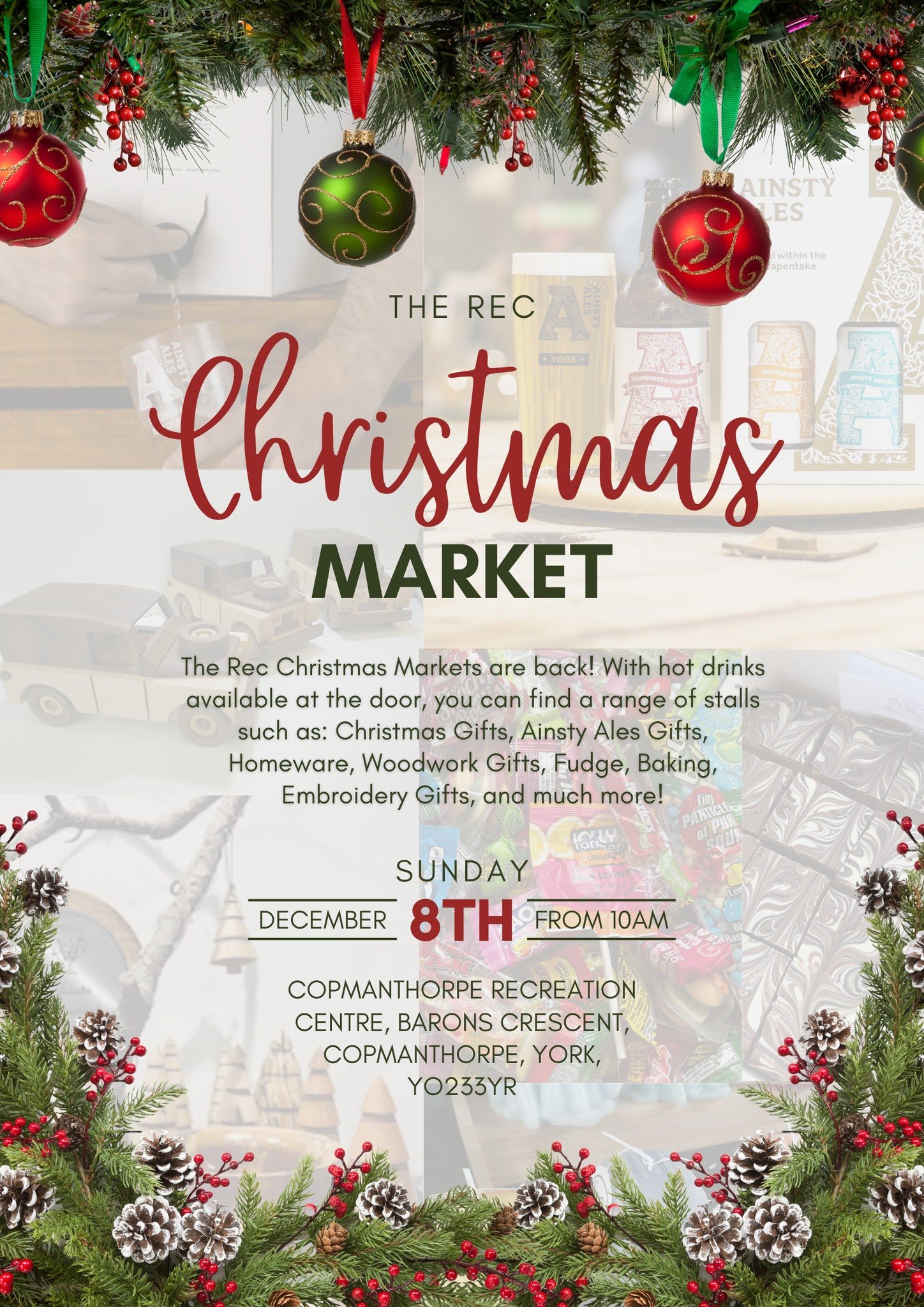 ❄️🎄 DON'T FORGET! 🎄❄️
The Rec's Christmas Markets are back this year! We will be open from 10am on Sunday, with a range of stalls selling a wide variety of gifts, crafts, food &amp; drink. 
We will have hot drinks available, including our much-love