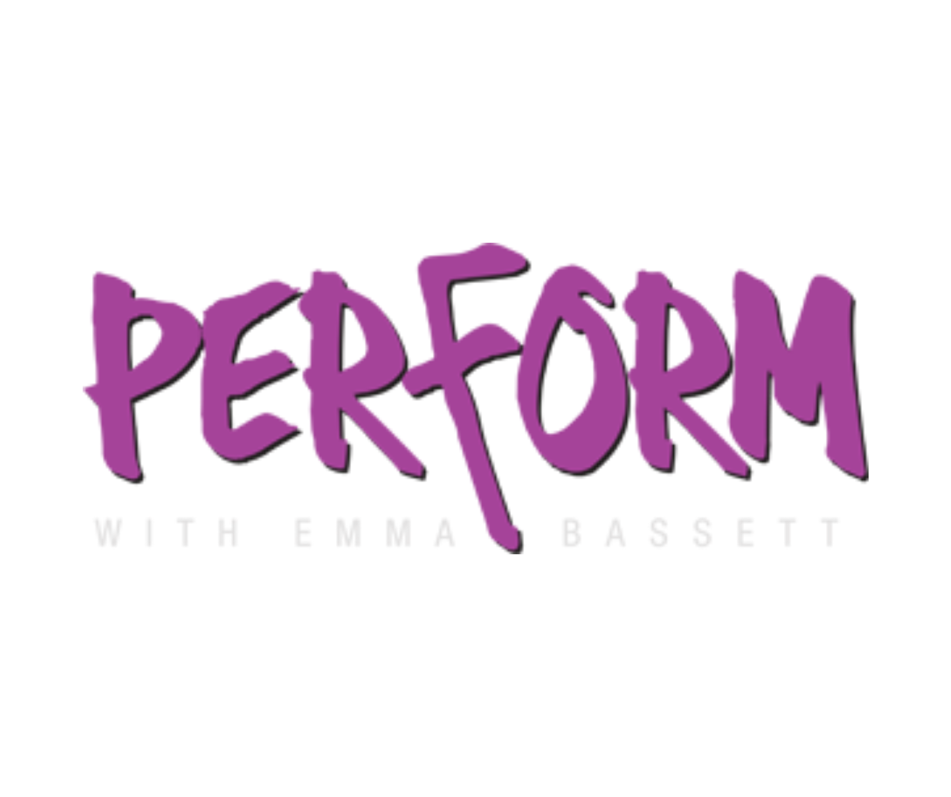 The phrase 'PERFORM' written in large, bold purple graffiti-style letters with the words 'with EXECUTIVE BASICS' in smaller white text underneath.