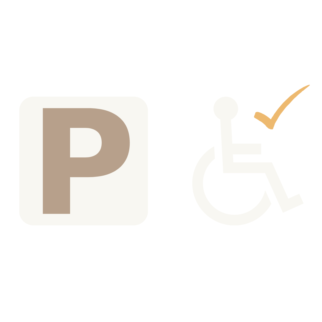 Parking sign with wheelchair accessibility symbol and a checkmark