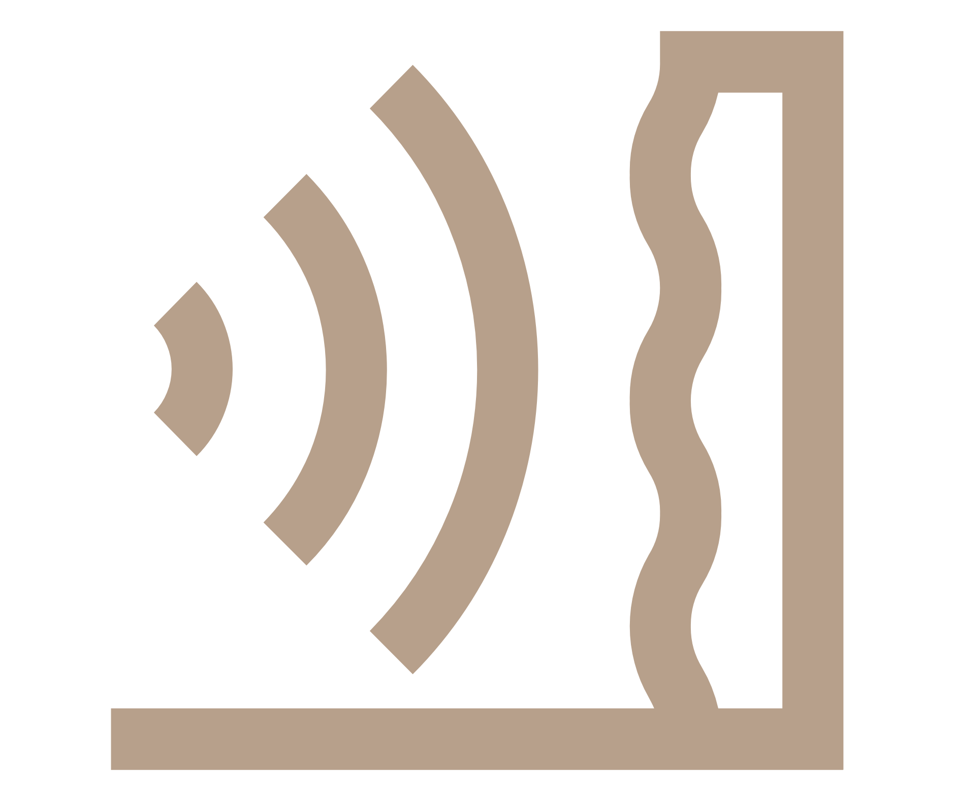 Icon of a microwave oven with wavy lines indicating heat electromagnetic waves inside
