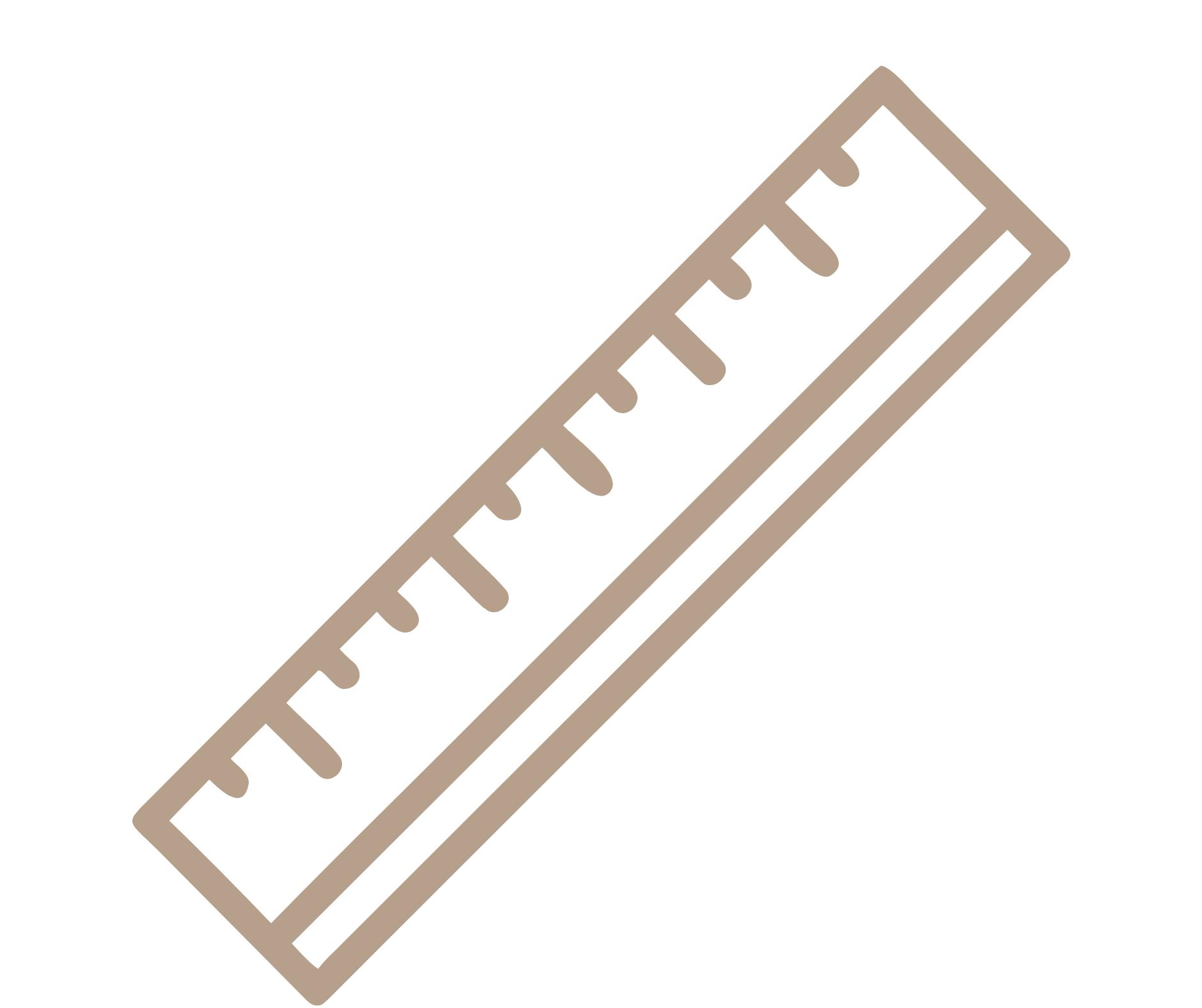 Illustration of a brown ruler tilted diagonally against a black background.