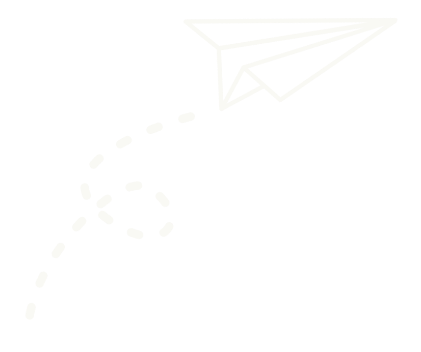 White paper airplane with dashed flight path on black background.