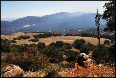 View to the south from Miller Mountain region with smoke from Camp Pendleton.