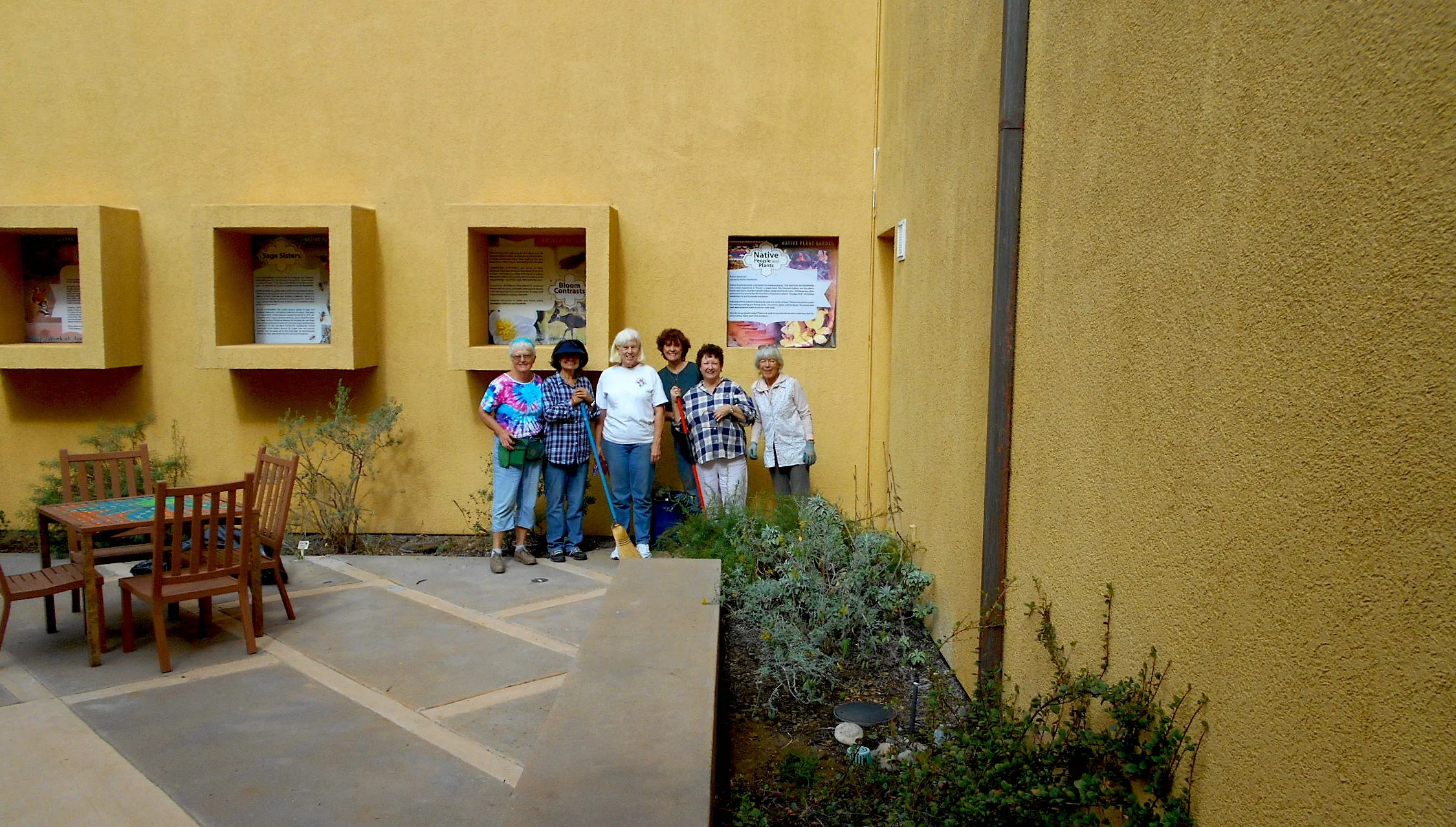 (L to R) Sandy, Betty, Chris, Joan, Emily (Chula Vista Garden Club members) and Kay (CNPS) after planting.
