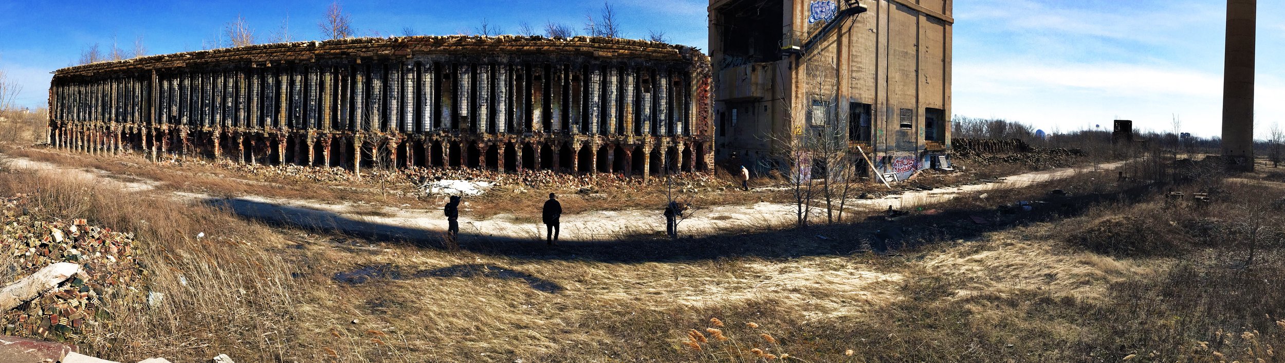 Panoramic view of the ovens and coal tower with Matthew, Nate, Aubrey, and Peggy. This gives an idea of the massive size of those ovens.
