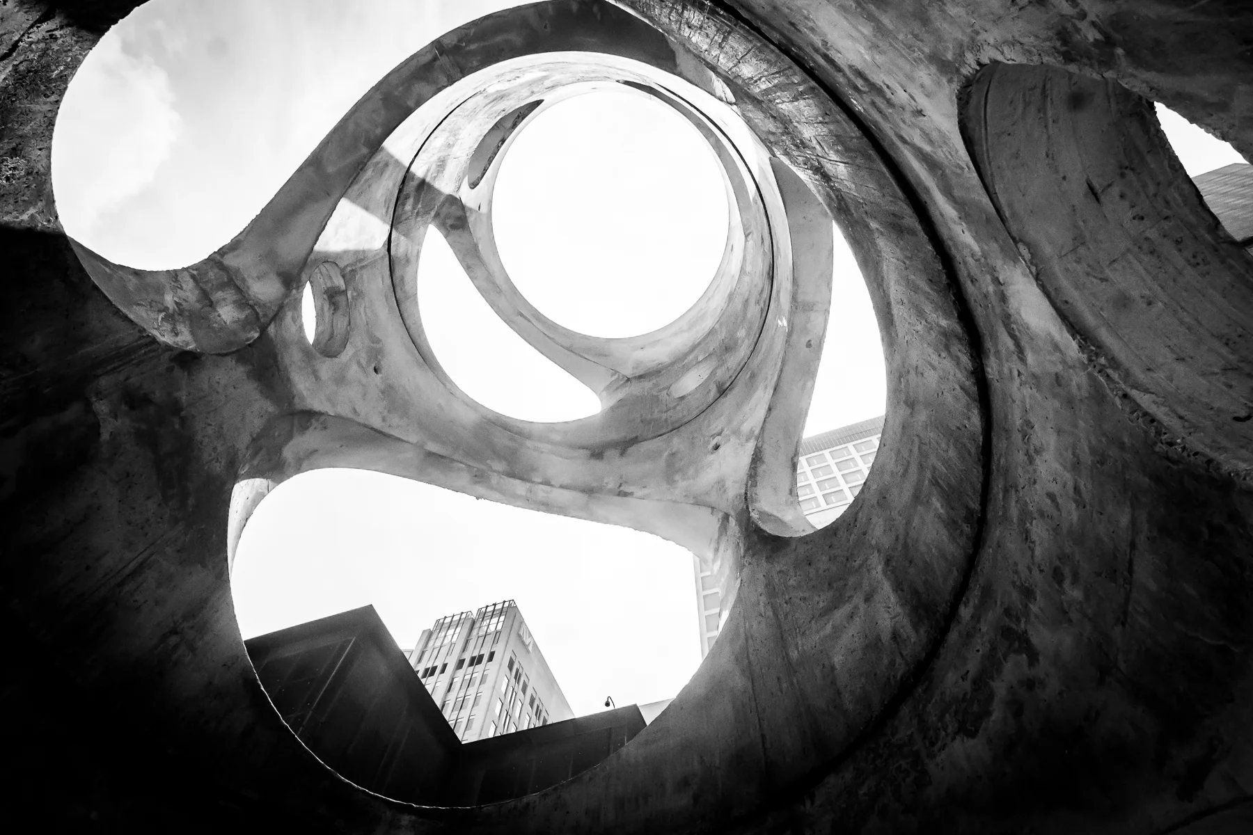 "Sewer Skyline": 8x12 print, matted + framed in 11x14 frame, $110