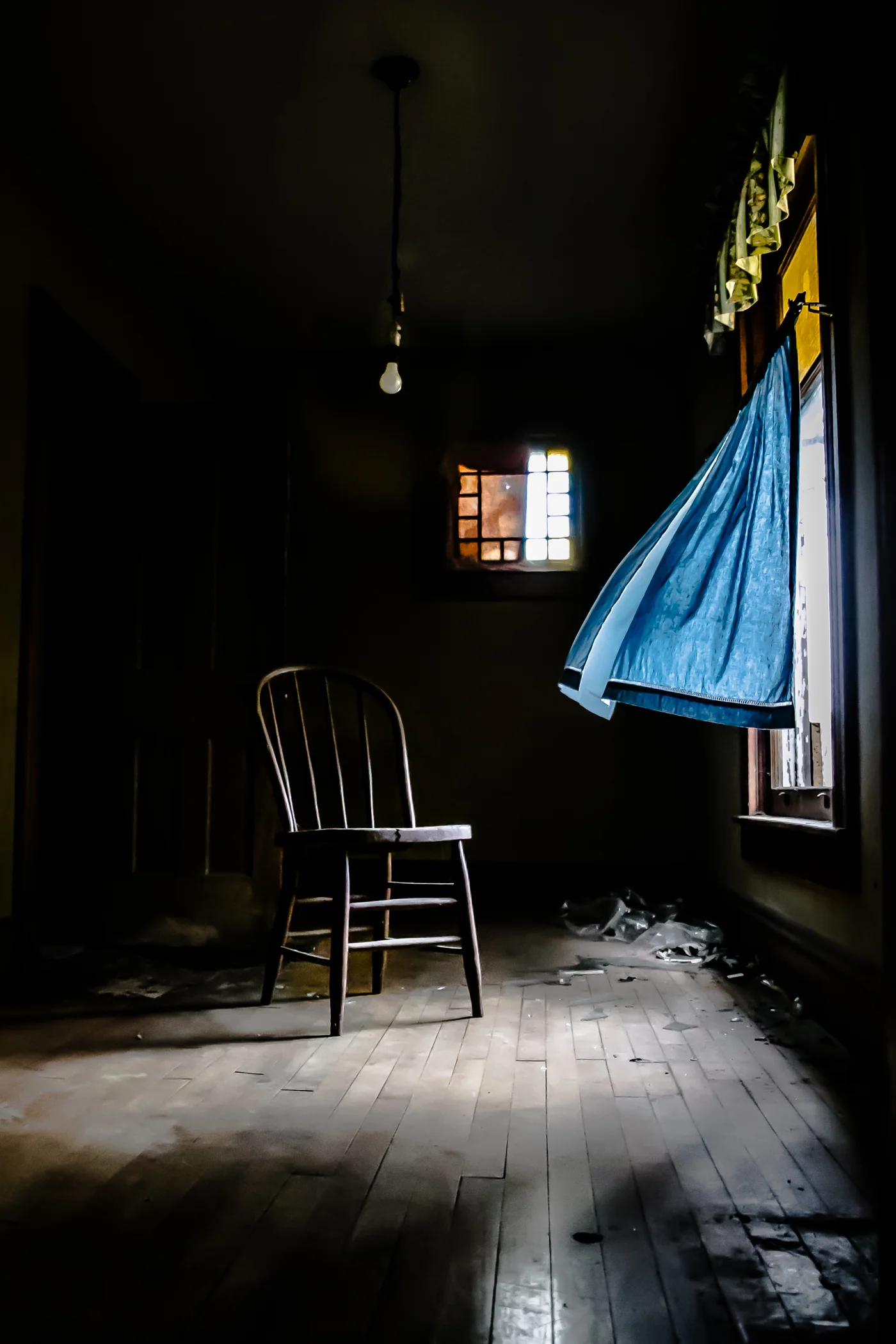 "Interrogation Room": 12x8 print, matted + framed in 14x11 frame, $110