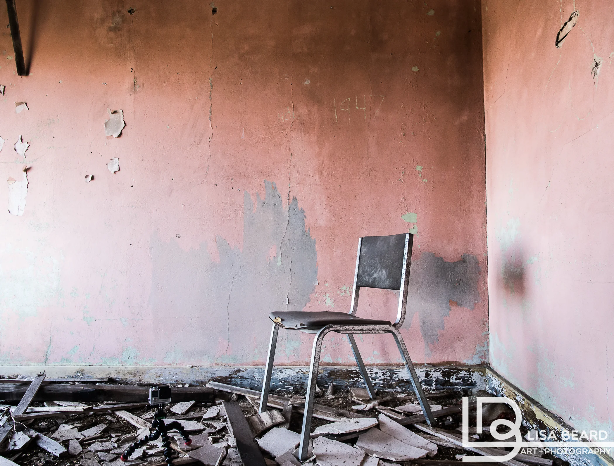 Vignette used for below images. The pink walls, the chair, and the 1947 had me from the start.
