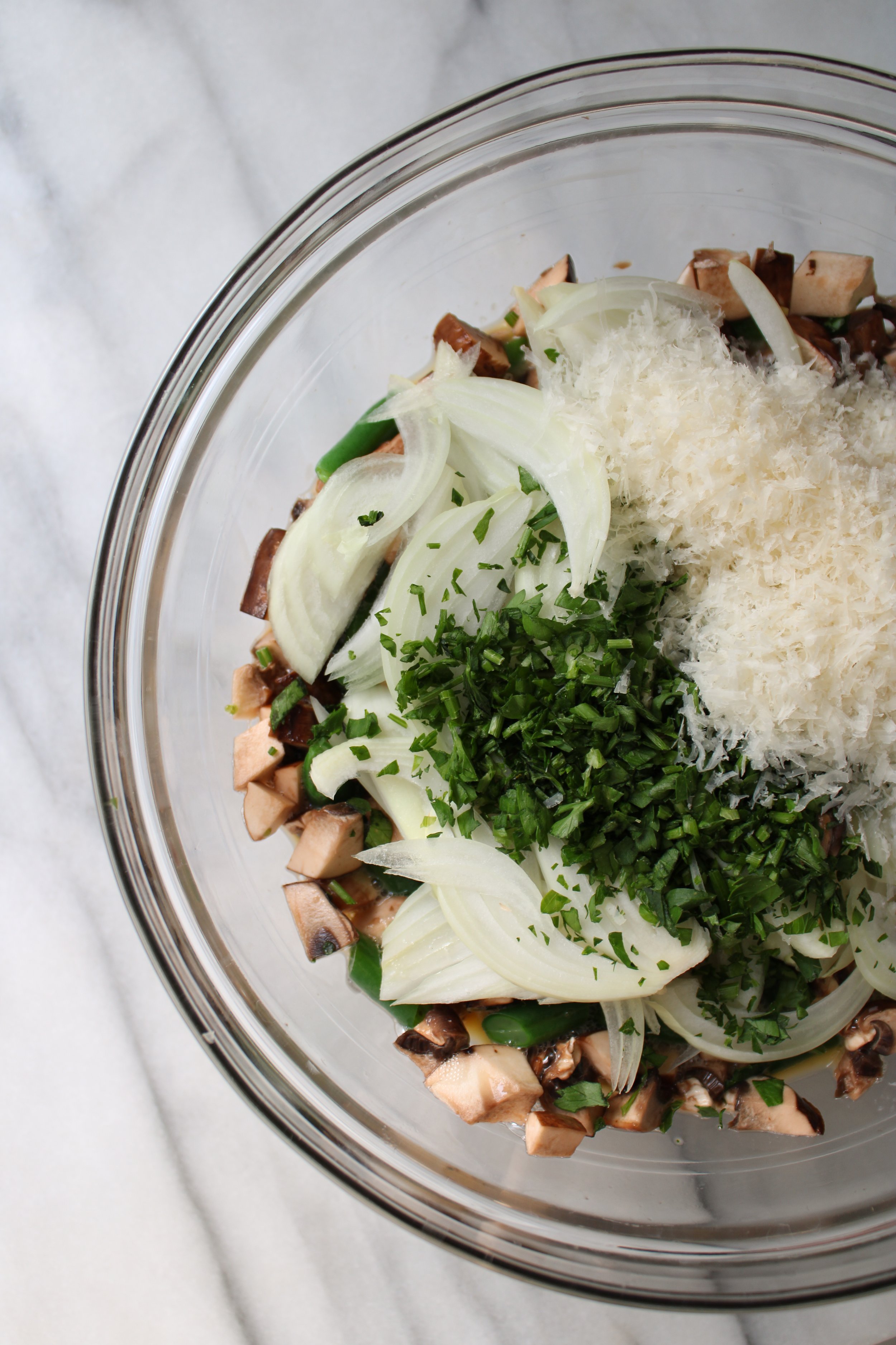 Spring Organic Green Bean Frittata with Mushroom and Parmesan