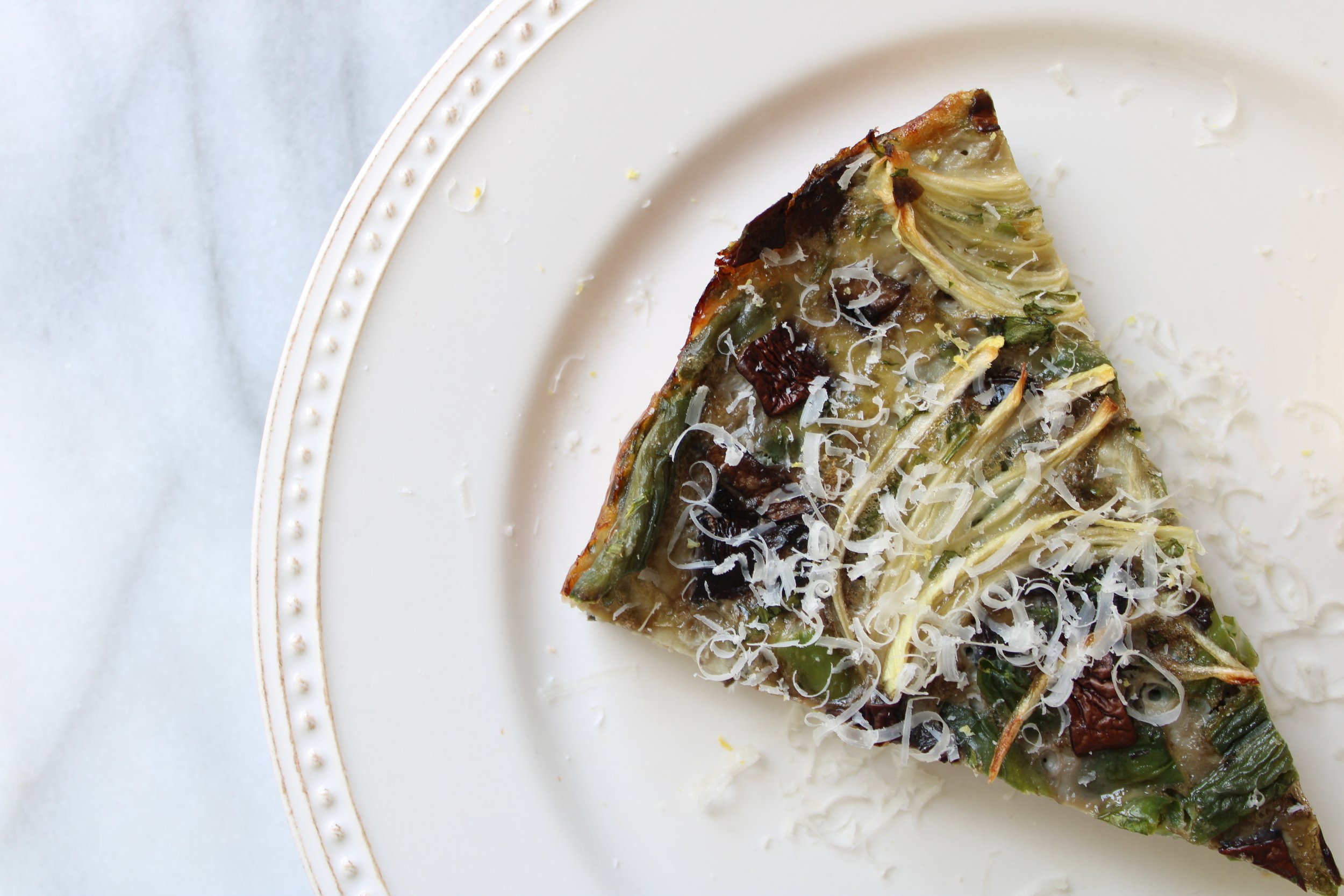 Spring Organic Green Bean Frittata with Mushroom and Parmesan