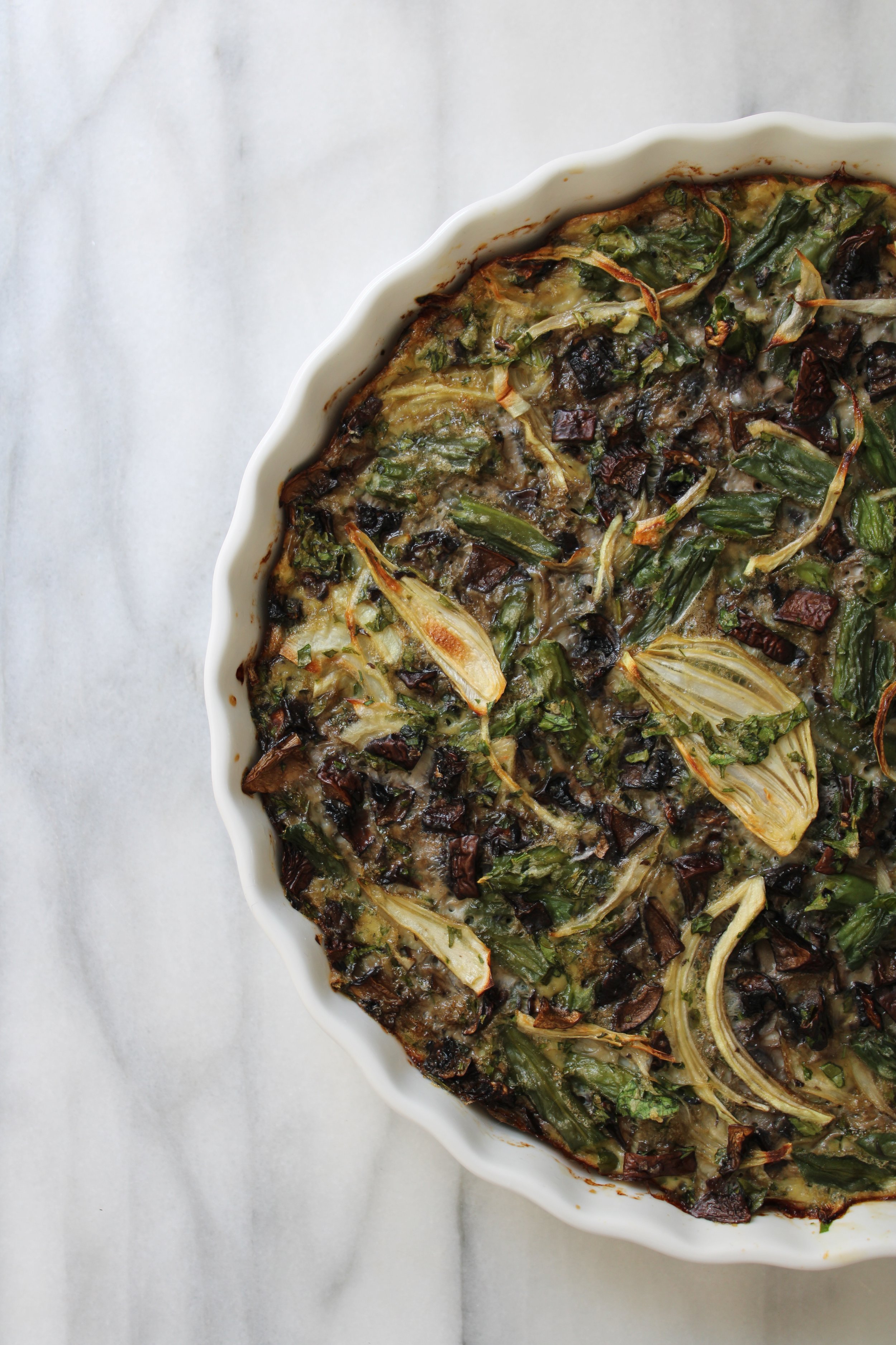 Spring Organic Green Bean Frittata with Mushroom and Parmesan