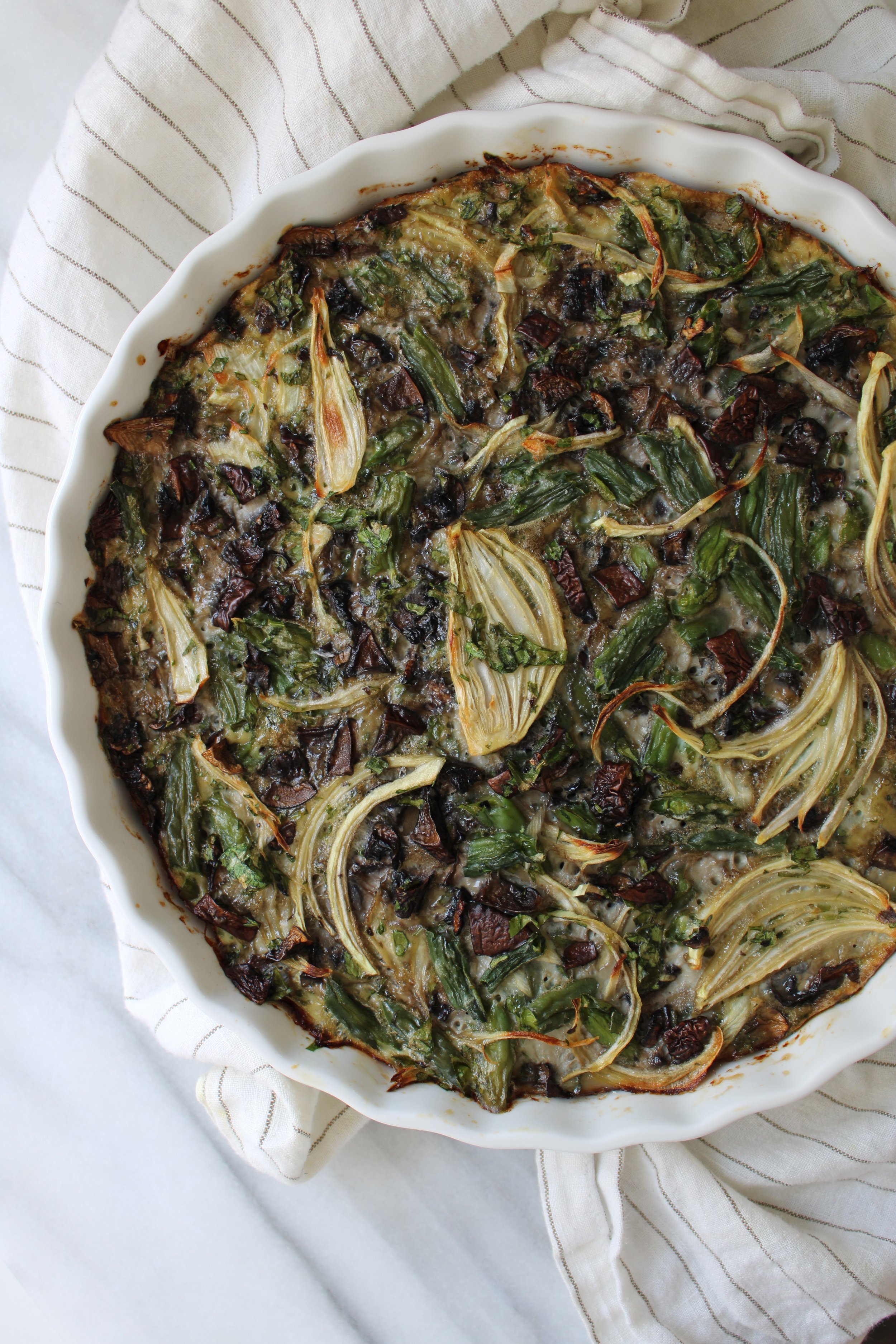Spring Organic Green Bean Frittata with Mushroom and Parmesan