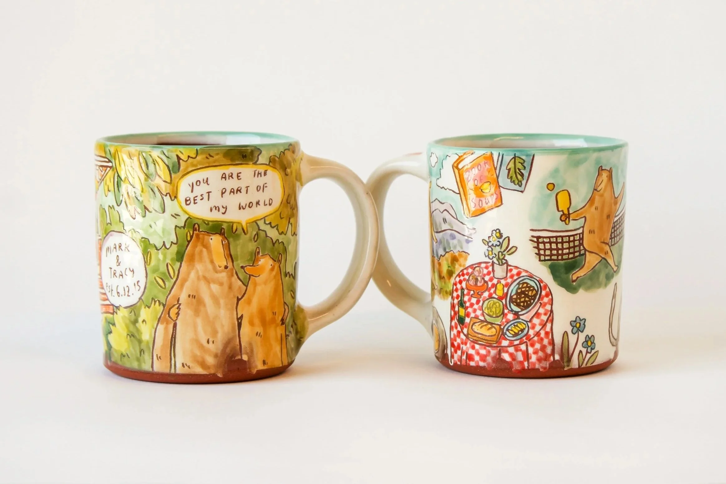 anniversary mug set for Tracy and Mark