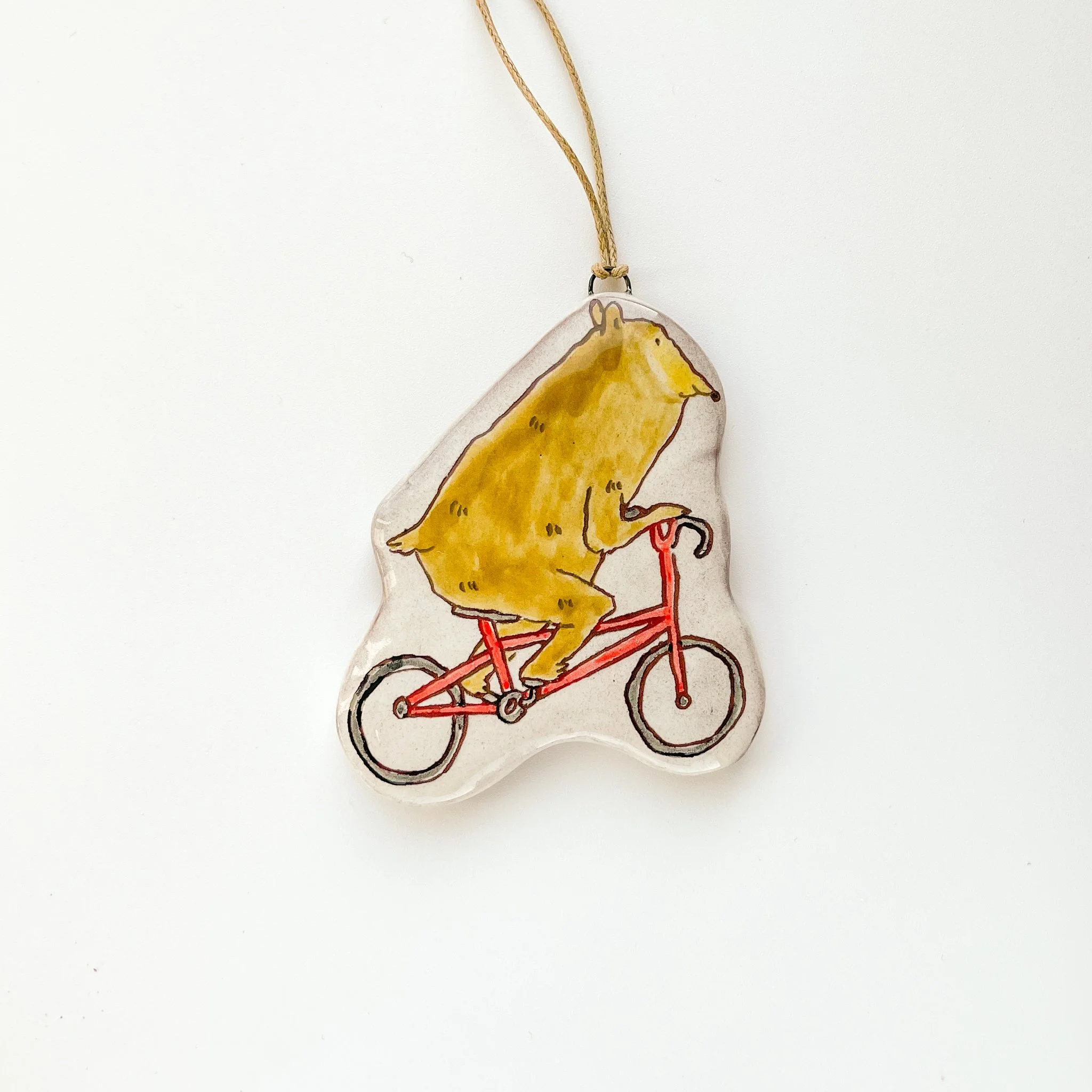 biking bear ornament