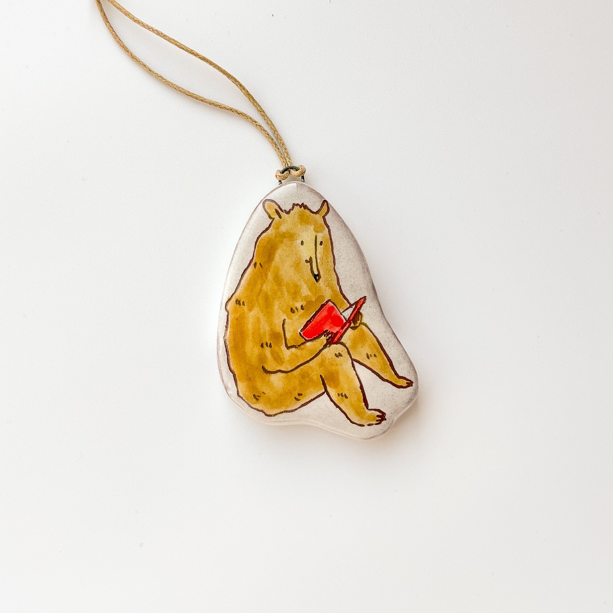 reading bear ornament