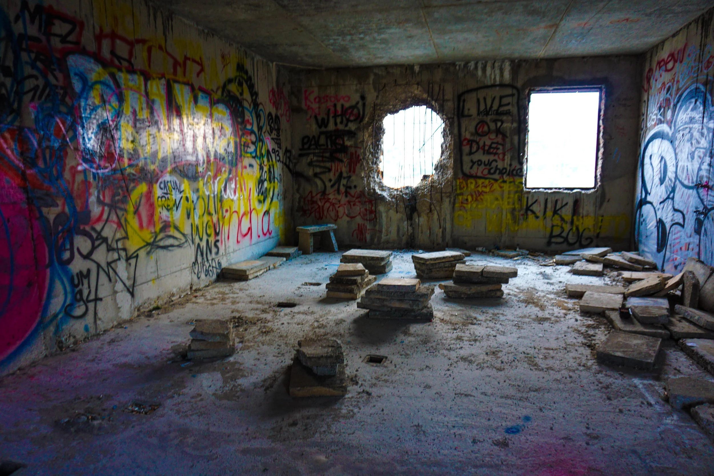 The building goes unmonitored, creating an outlet for younger generations to express themselves through graffiti.