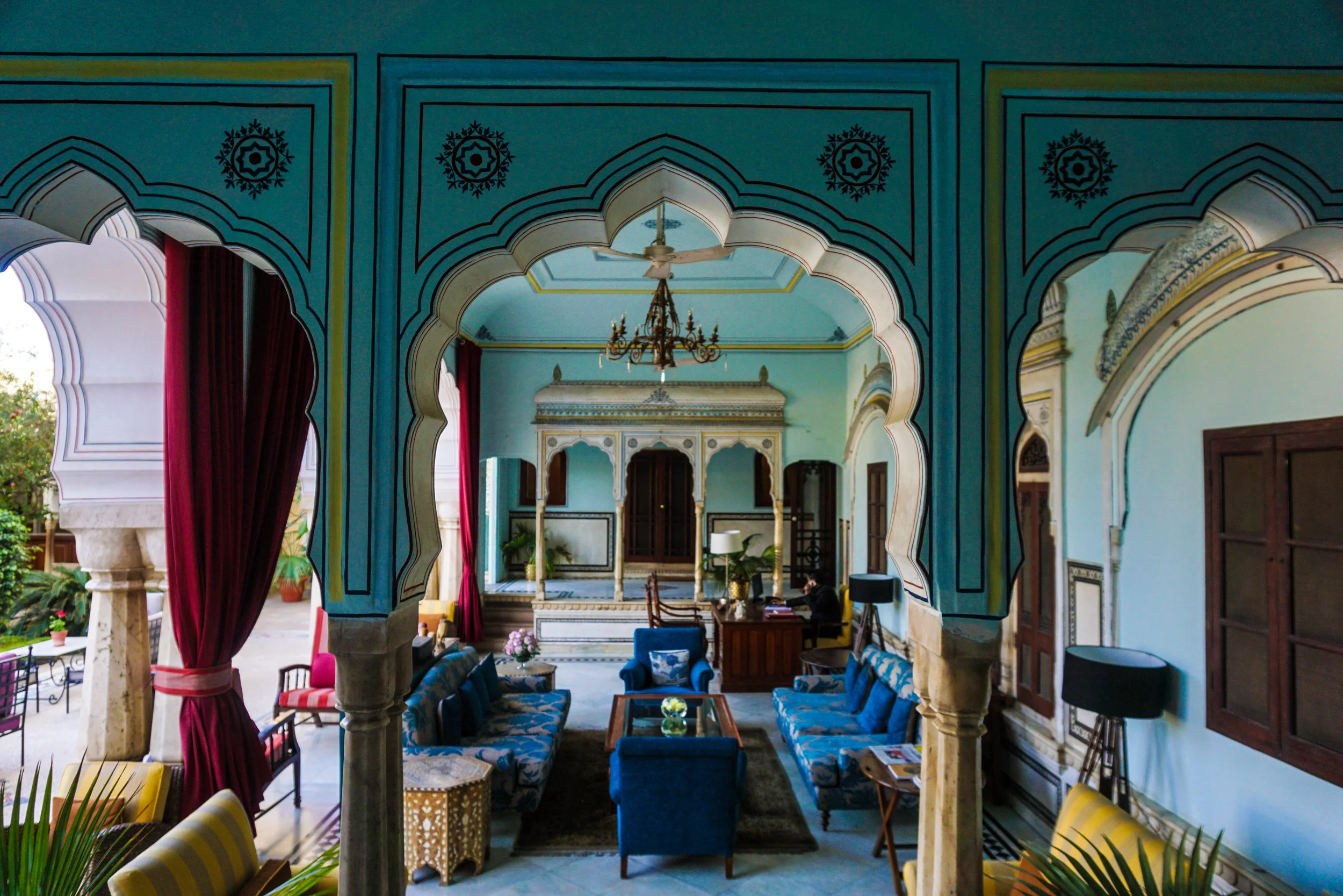 Beautiful blues at Samode Haveli