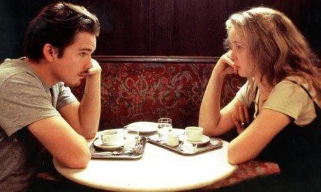 The famous scene from Before Sunrise shot at Cafe Sperl