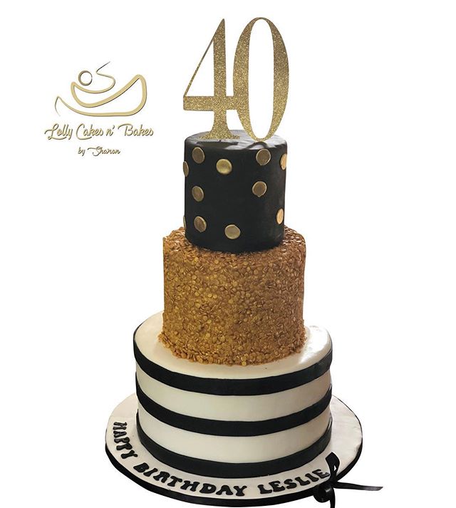 Hope you had a wonderful birthday! #40thbirthdaycake #goldcake #buttercream #fondantcake