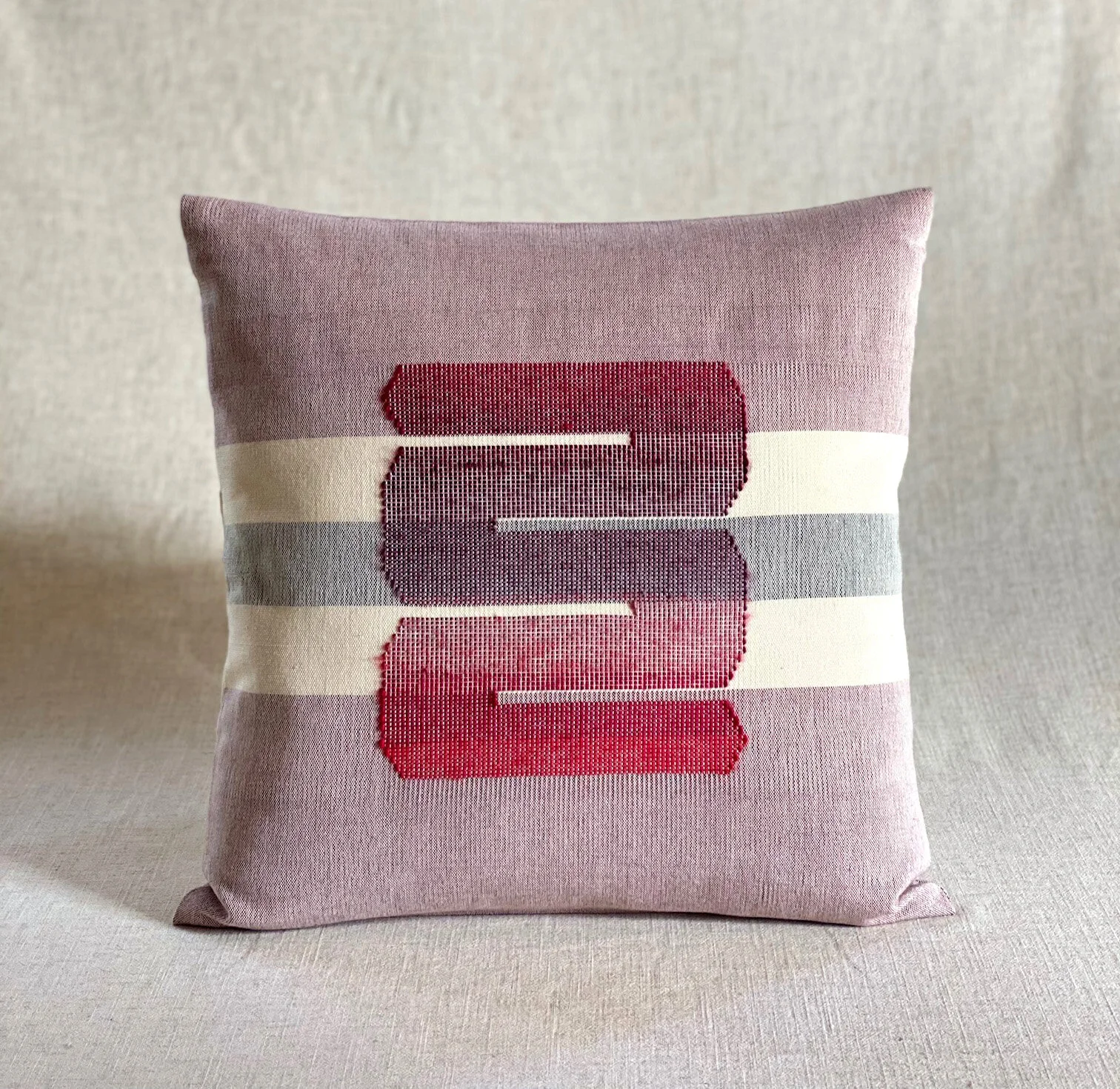 Chromatin Loops / Red - Handwoven Cushion Cover 