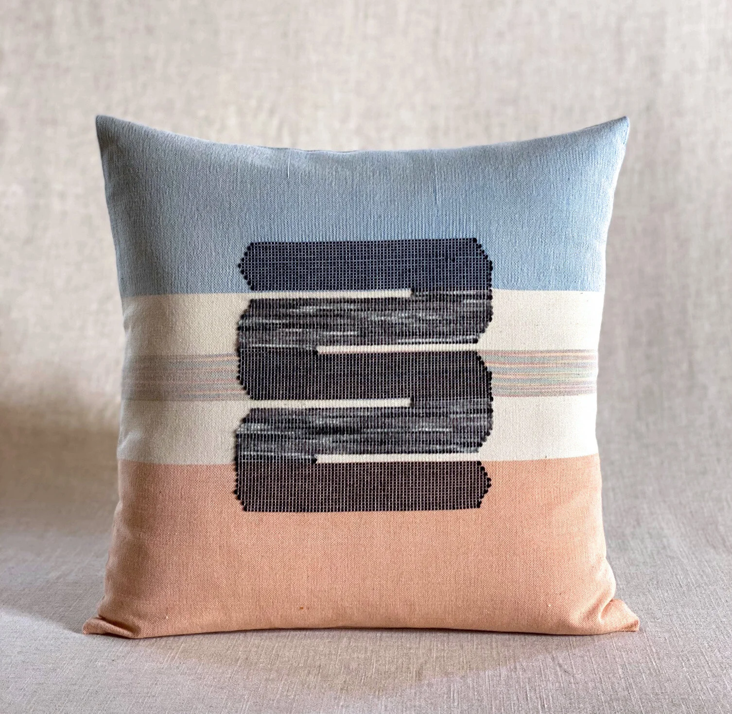 Chromatin Loops / Orange &amp; Blue - Handwoven Cushion Cover 