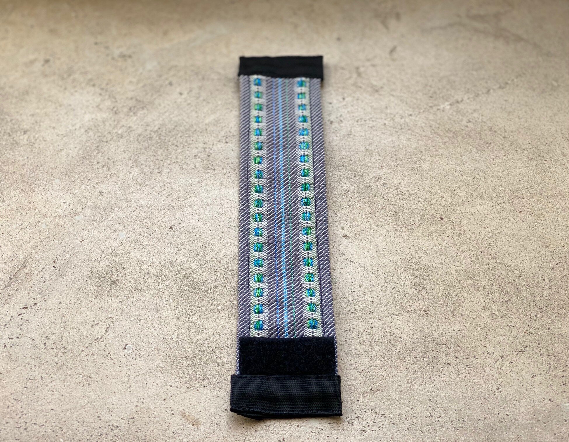 Alysha - Blue handwoven cuff bracelet — Julia Astreou Woven Textiles