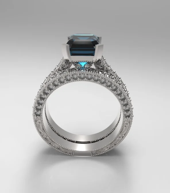 Diamond and London Blue Topaz Engagement Ring Set in 14K White