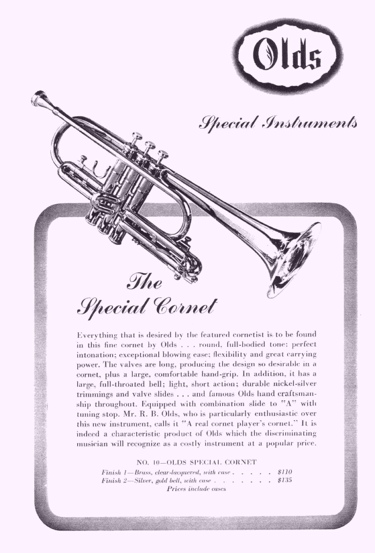 The new Special Model cornet introduced in the 1941 catalog.