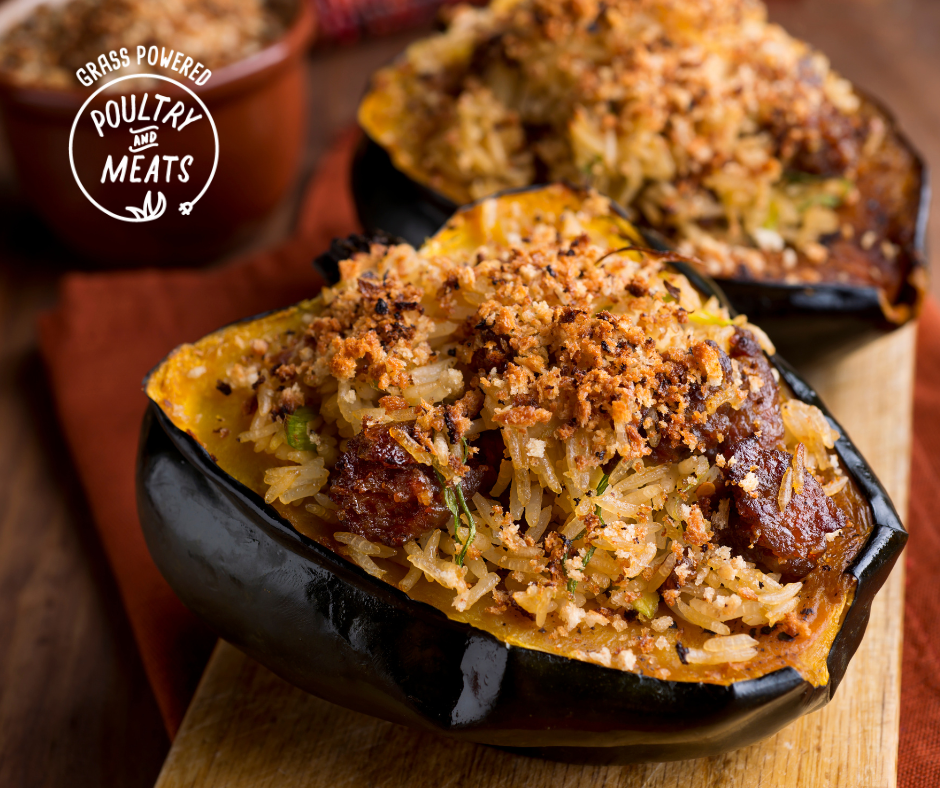 Fall Harvest Stuffed Squash with Pasture-Raised Sausage