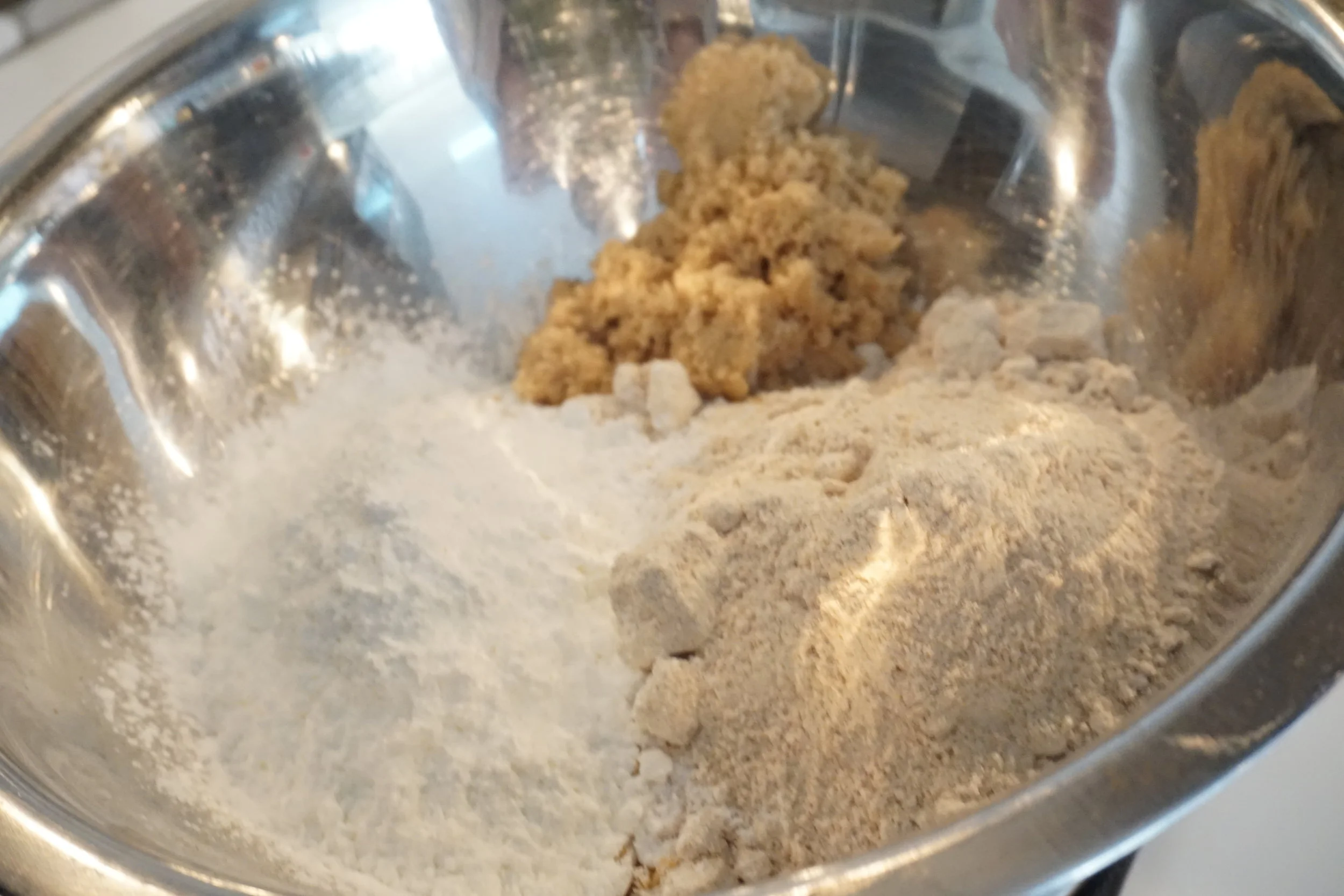 Weigh multiple ingredients in same bowl. Give each item its own section in case you need to take a little of something out.
