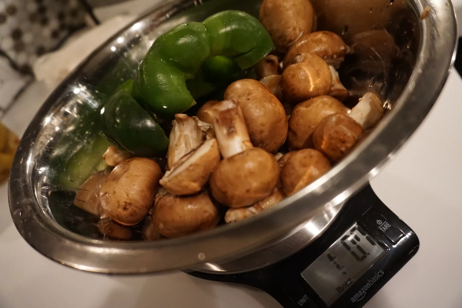 Weigh your vegetables before slicing and dicing. Have them ready before you turn up the heat!