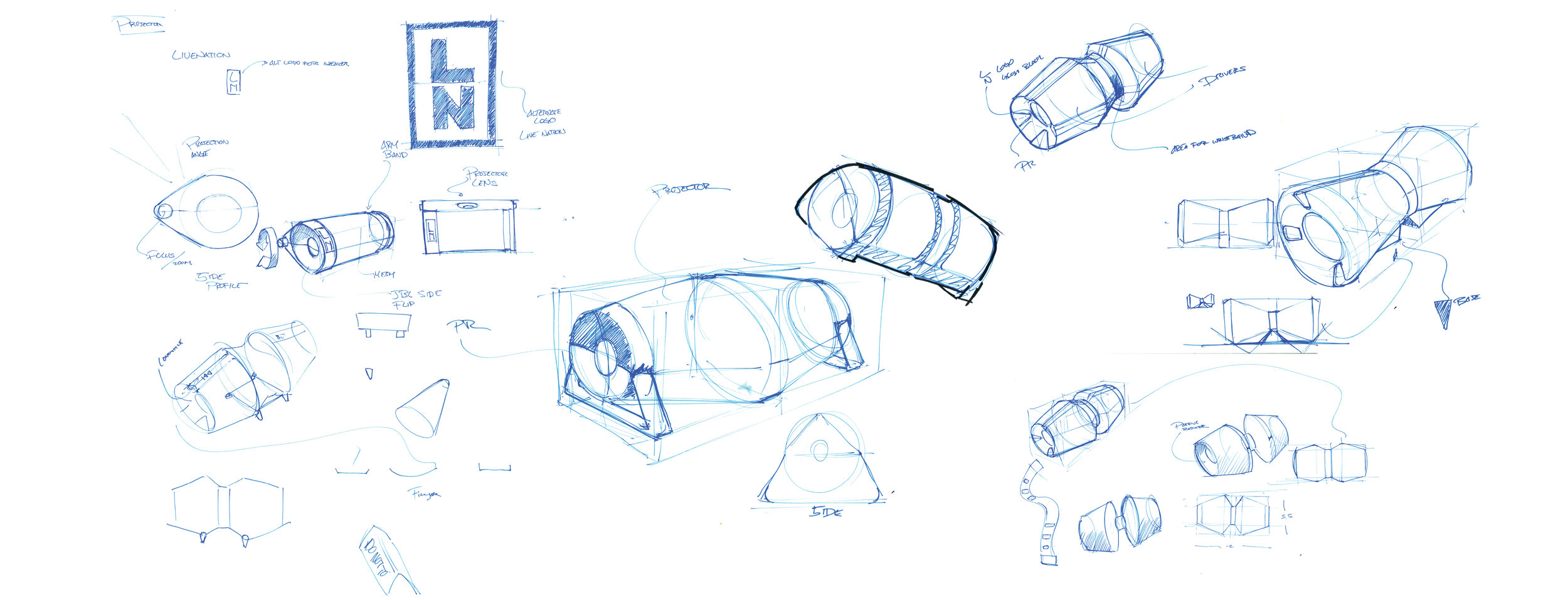 Form exploration and wristband integration. The goal was to make the wristband the focal point while maintaining an aggressiveness in form factor.