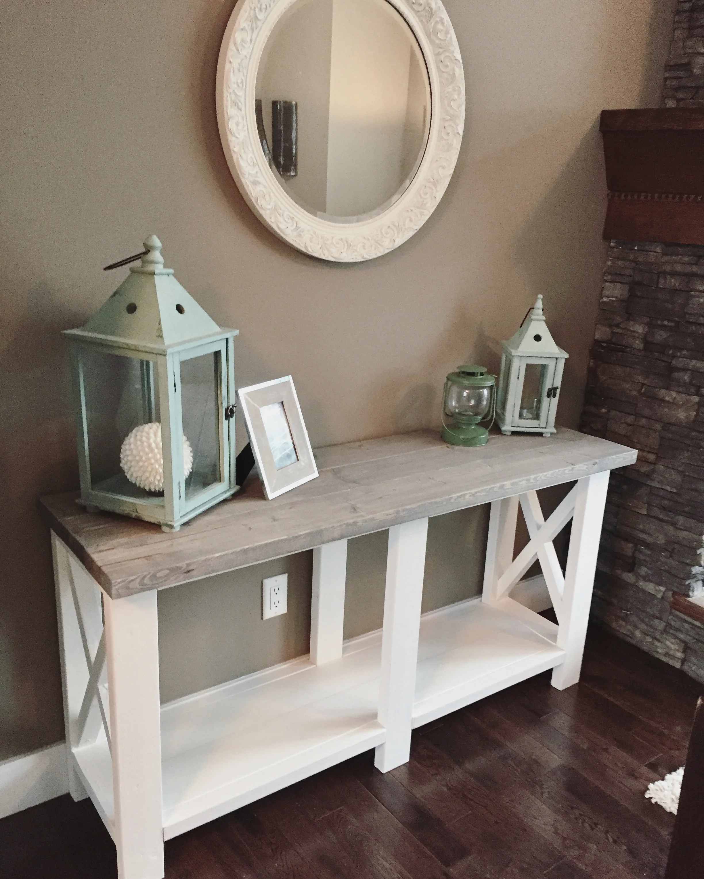 Rustic 'X' Side Console Table
